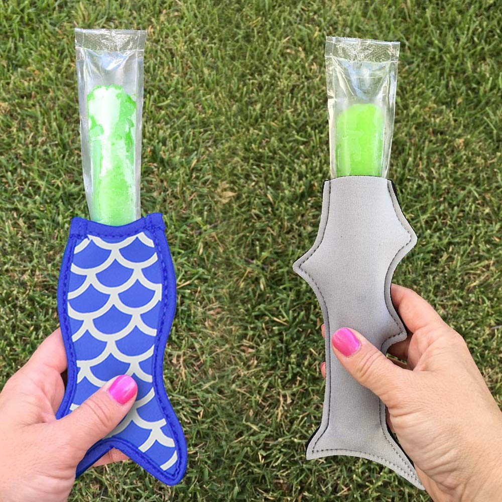 Popsicle Holder Bags Mermaid and Shark Ice Pop Sleeves Freezer Reusable Popsicle Covers 10 Pc