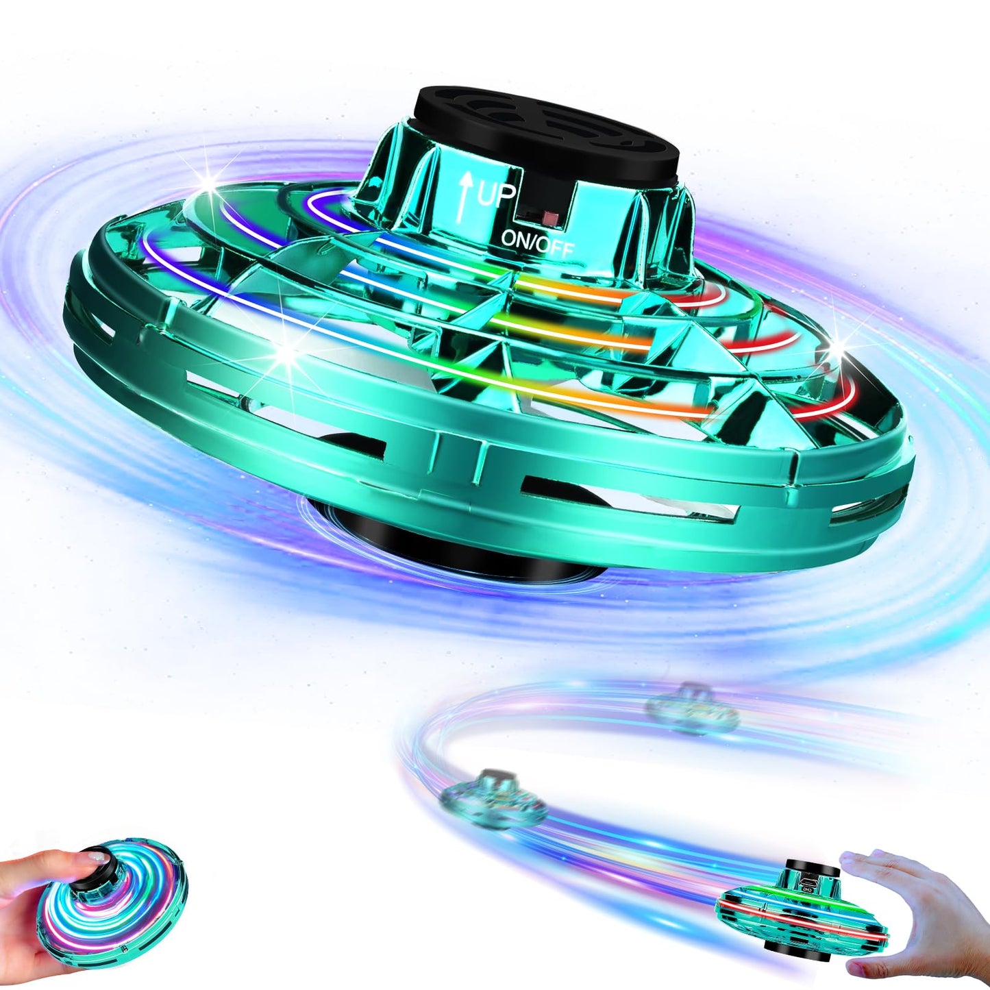 Vantexi Drone for Kids Flying Toys, 2026 Upgrade LED Fidget Spinner, Hand Operated Fidget Flying Spinner Toy for Indoor Outdoor, Christmas Birthday Gifts for 6 7 8 9 + Year Old Boys Girls