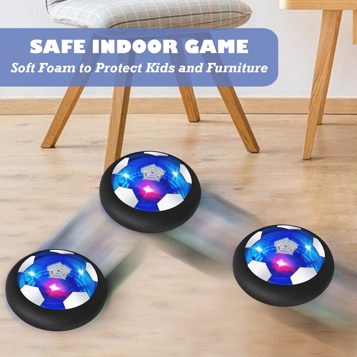 MelMelKat Kids Toys Hover Soccer Ball Rechargeable, Stocking Stuffers for Kids Indoor Games with Flashing Light for Christmas Halloween Birthday for Boys Girls Toddlers 3 -10 Years Old