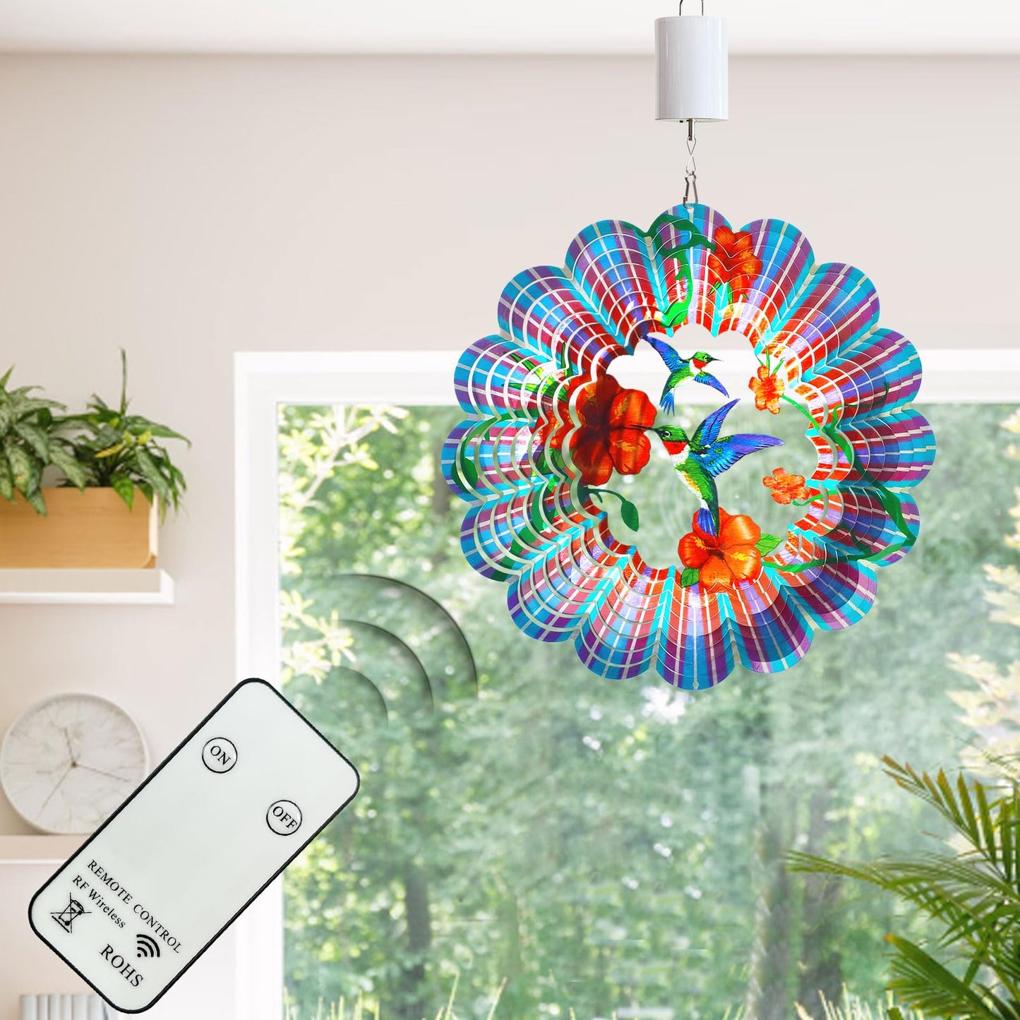 Eiryhope Wind Spinner Motor with Remote | Hanging Display for Wind Chimes, Windcatcher, Suncatcher, Garden Decor, Christmas Ornament, Disco Ball, 20 RPM