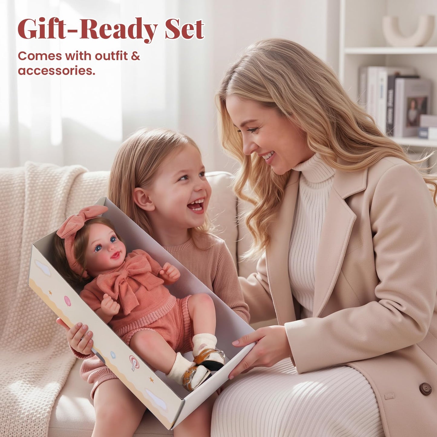 BABESIDE Reborn Baby Dolls, 20Inch Soft Cloth Body Realistic Baby Doll w/Rooted Hair and Open Eye Reborn Doll for Girls Real Life Baby Dolls Perfect for Kids Ages 3+, Playtime and Collection