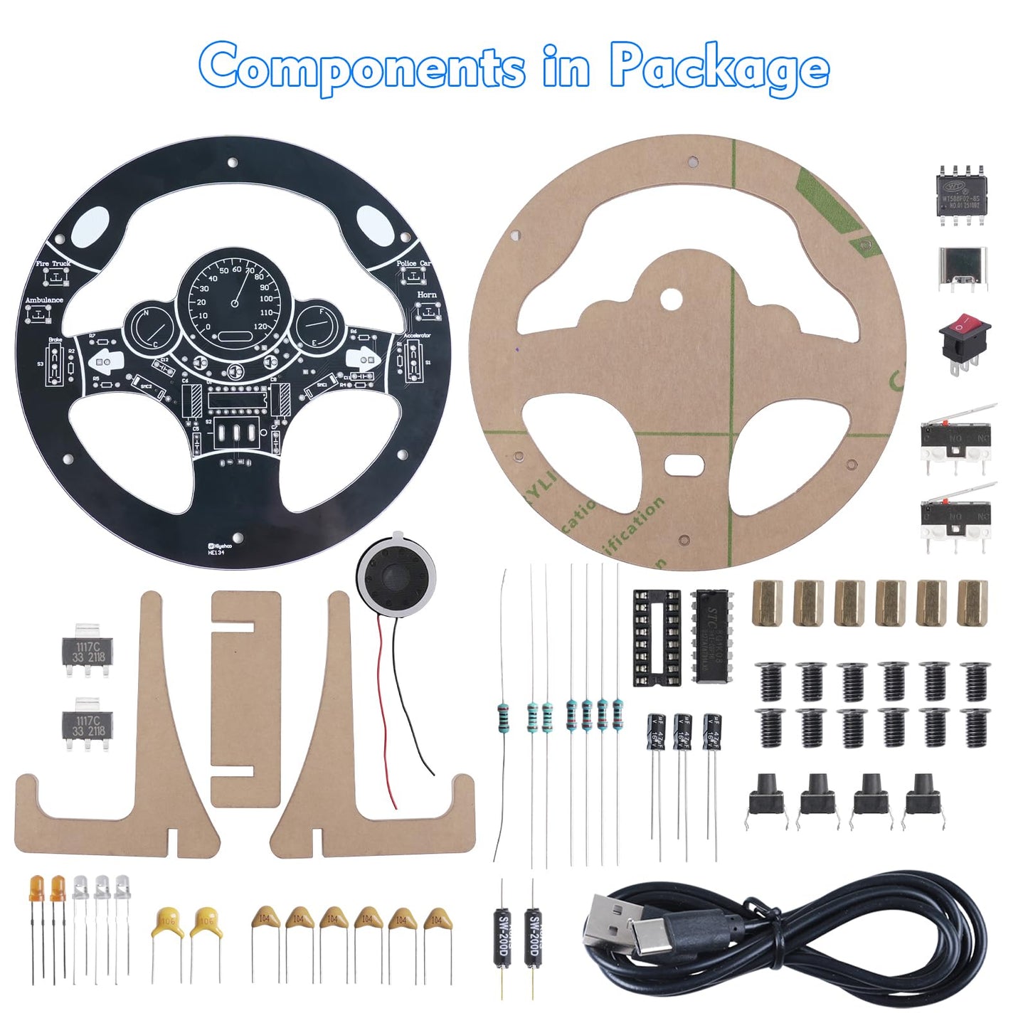 MIOYOOW DIY Steering Wheel Simulation Soldering Practice Kit, STEM Electronics Solder Project Car Wheel Simulator Circuit Board Soldering Kit for Home & School Learning