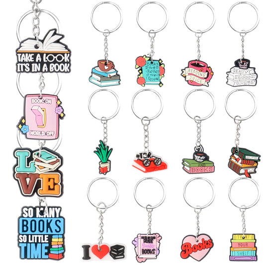 Tnoeuz 32PCS Book Keychain Book Lover Gifts Book Club Party Favors Bookish Keychain Bulk for Books Lovers Readers Librarian Book Club Gifts