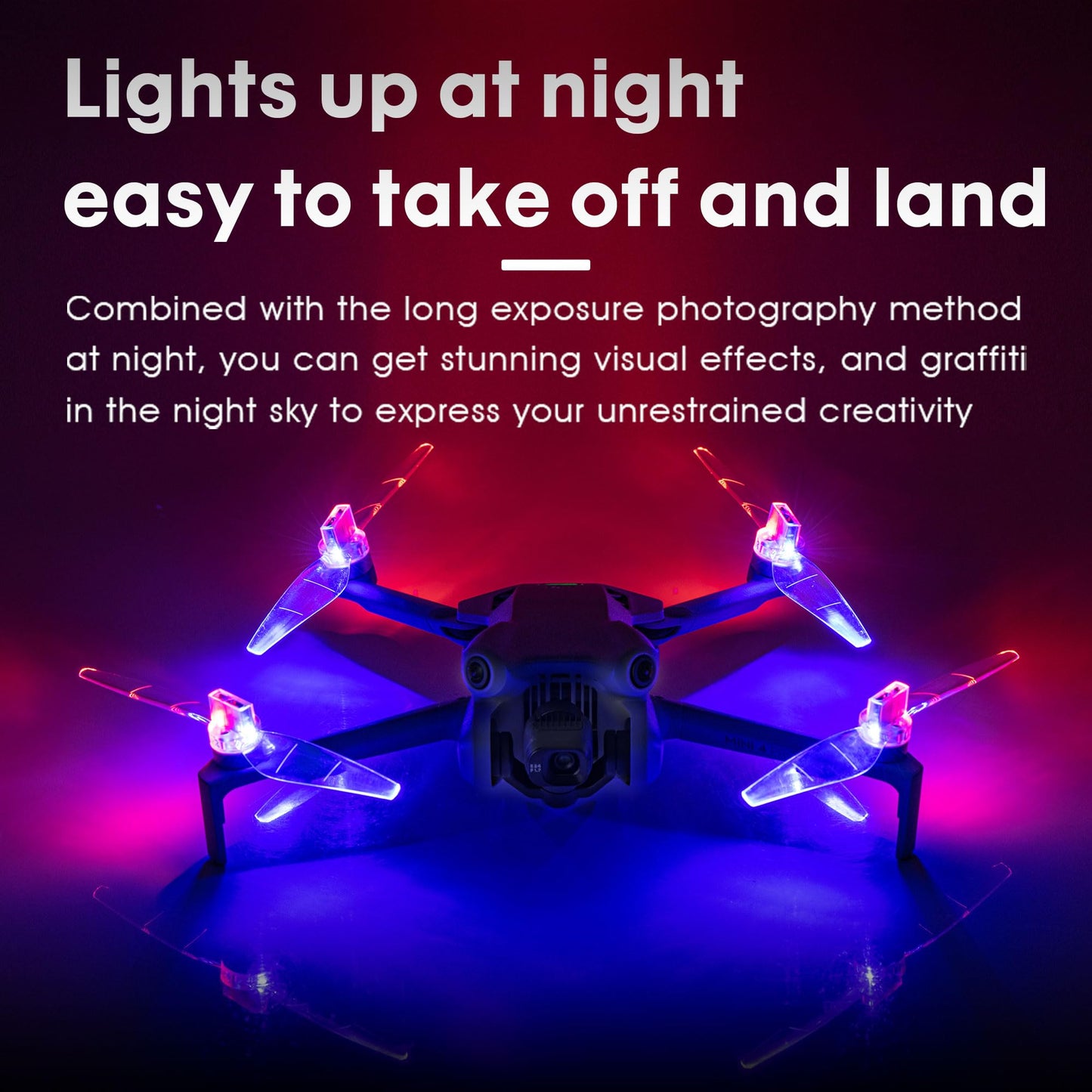 Craznick Mini 4/3 Propellers LED Lights Replacement Prop Blades Low Noise Accessories for DJI Mini 3/4 Fly More Combo Plus Drone (2 Pairs)