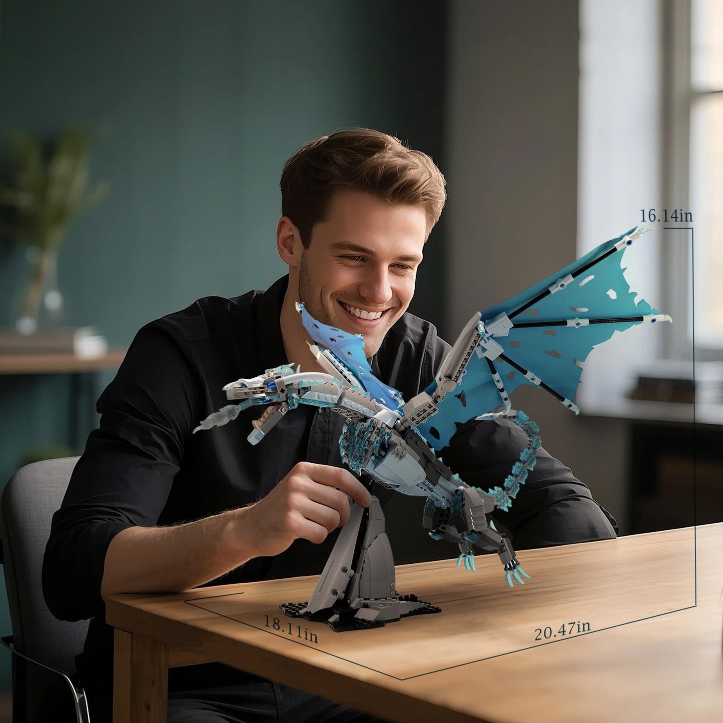 QFJ Ideas Ice Dragon Building Set，Compatible with Mainstream Brands Adults Collectible MOC Dragon Model STEM Toy for GOT Fans Home Decor,Creative Gift for Kids Boys & Girls 8-16 (1019 PCS)