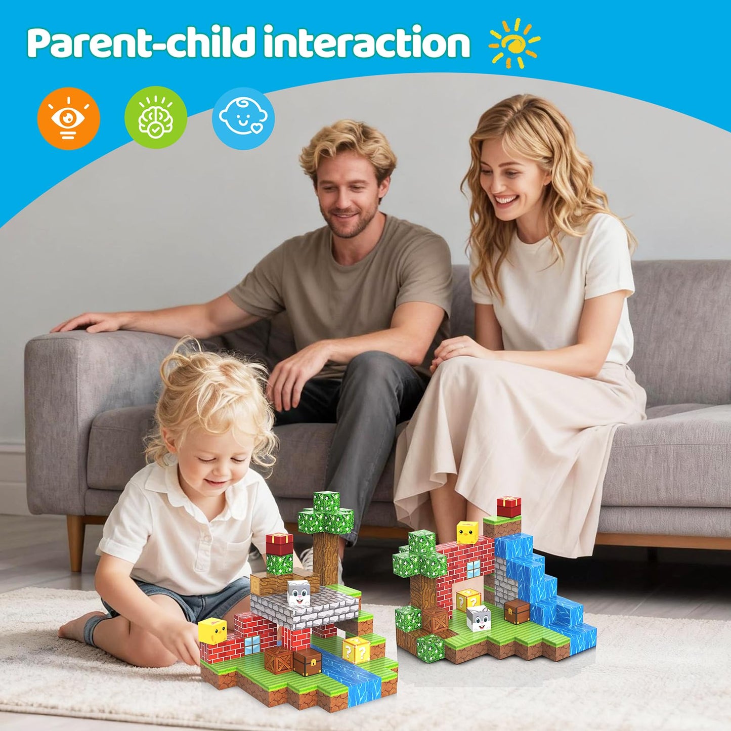 CASRRA Magnetic Blocks 100PCS Magnetic Building Blocks for Kids– Magnet Blocks Cubes Set for Boys Girls 3 4 5 6 7 8 Year Old, Magnetic Cubes Kit, STEM Magnet Building Set