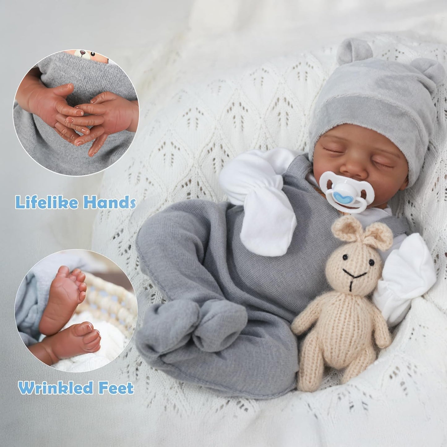 CHAREX Realistic Reborn Baby Dolls Black - 18 Inch Real Life Baby Doll African American Real Baby Boy, Lifelike Newborn Baby Doll Poseable Soft Body, Gift Set with Accessories for Kids Aged 3+