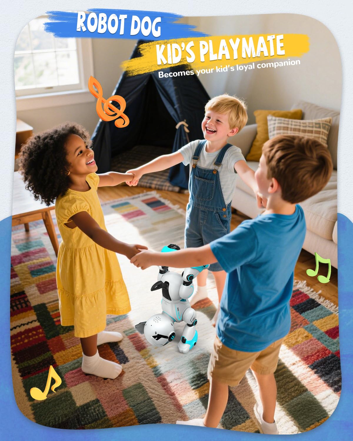 Robot Dog Toy for Kids, Programmable Remote Control Robot Puppy with Voice & Touch Sensors, Dancing & Singing, Animal Sound Imitation, Smart Stunt Robot Pet, Interactive Robotic Dog for Kids (Blue)
