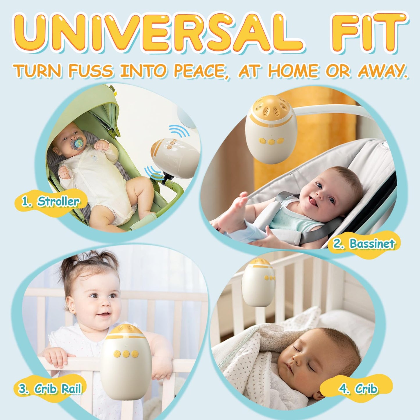 Hands-Free Baby Stroller Rocker Soother | Stroller Rocker Adjustable Vibration with 11 White Noises - Rechargeable Portable Baby Calming Device Universal Accessory for Strollers & Cribs