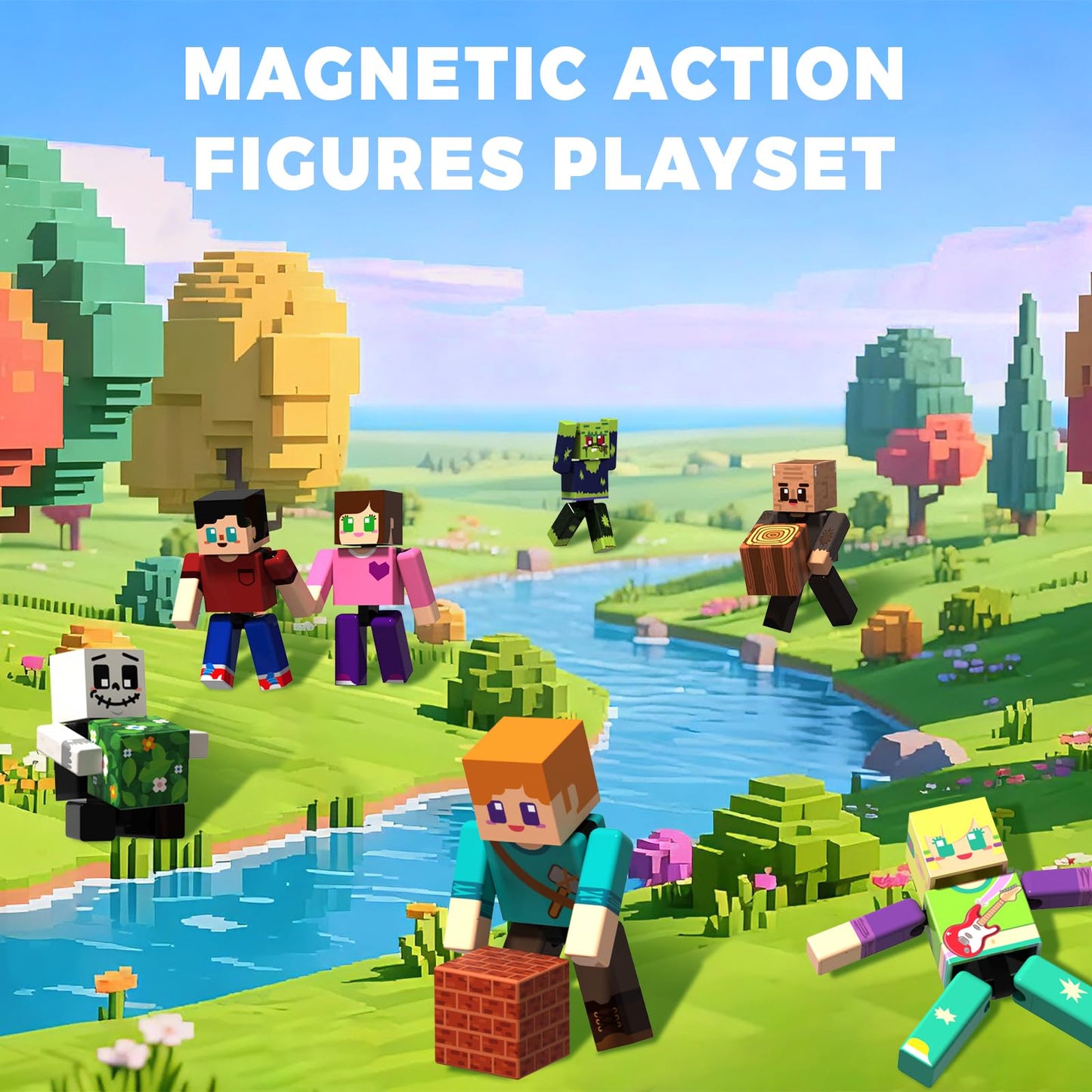 Annexfun 210PCS Magnetic Blocks with 6 Action Figures– 2026 STEM Magnetic Building Blocks for Kids 6+ Christmas, Creative Educational Play Set for Boys & Girls
