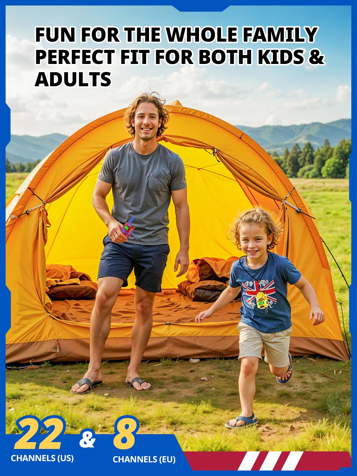 Inspireyes Walkie Talkies for Kids, Rechargeable Long Range 2 Way Radio, Outdoor Beach Camping Road Trip Role Play Toys for 3 4 5 8-12 Year Old Boys Birthday Xmas Gift for Kids, 3 Pack