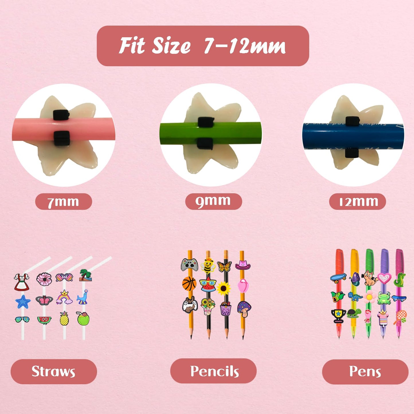 JRONGHE 100PCS Pencil Toppers,Cute Pencil Charms for Kids Classroom Prizes & Decorations for School Supplies, Classroom Rewards Kids Incentives