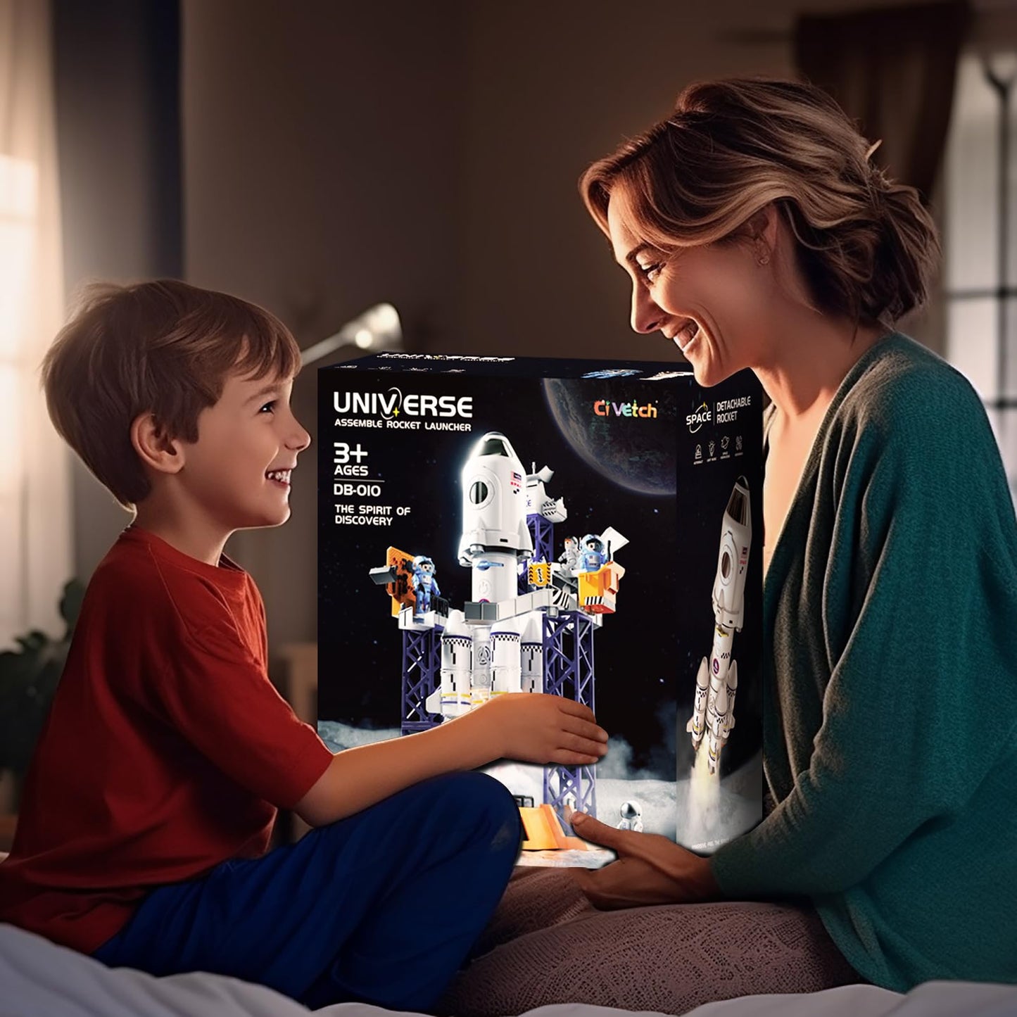 Rocket Launcher Space Shuttle Toys for Kids Boys Age 3 4 5 6 7 8 9 Years Old, 2-in-1 STEM Building Aerospace Toys with Rocket Launcher for Indoor Outdoor, Rocket Spaceship Birthday Gift for Boys Girls