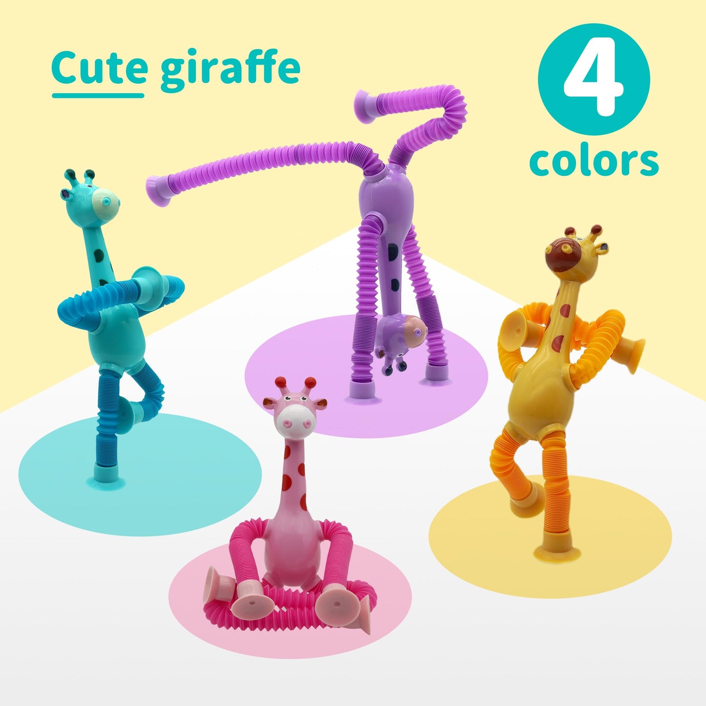 Kryfa Telescopic Pop Tube Giraffe Toys, Road Trip Activities for Kids, Airplane Toys for Toddlers 3-5, Toddler Car Activities (18 PCS)