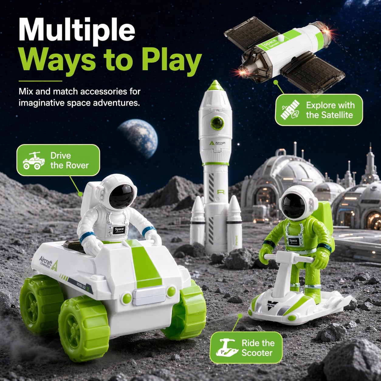 Wanonoo Rocket Space Toys for Kids 3-5 5-7 with Lights & Sound, Educational Astronaut Toys for 3 4 5 6 7 8 Year Old Boy Birthday Gift, Interactive Toddler Boys Toys 4-6 3-4 Science Outer Party Favors