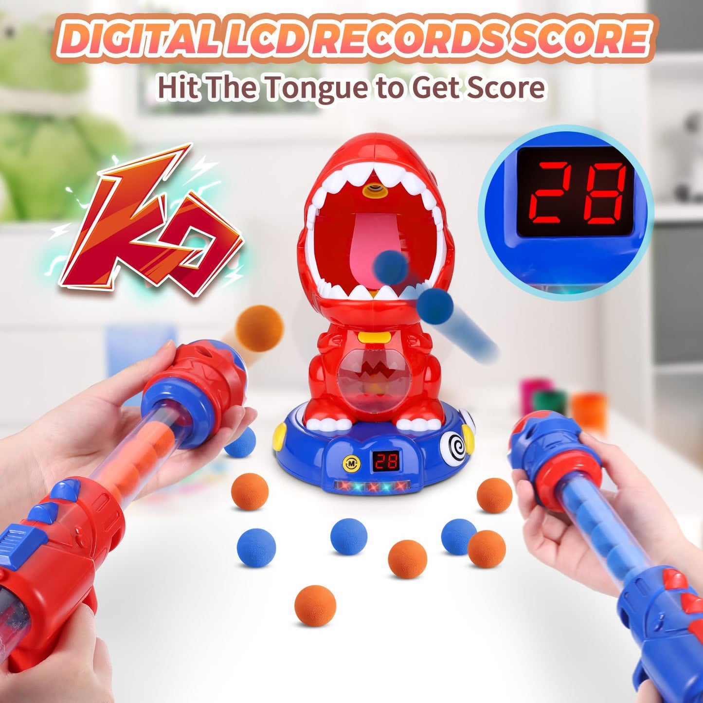 Movable Dinosaur Shooting Toys for 4 5 6 7 8 Year Old Boys Girls - Dinosaur Shooting Game with Score Record, Mist Spray, Light & Sound, Kids Christmas Birthday Gift