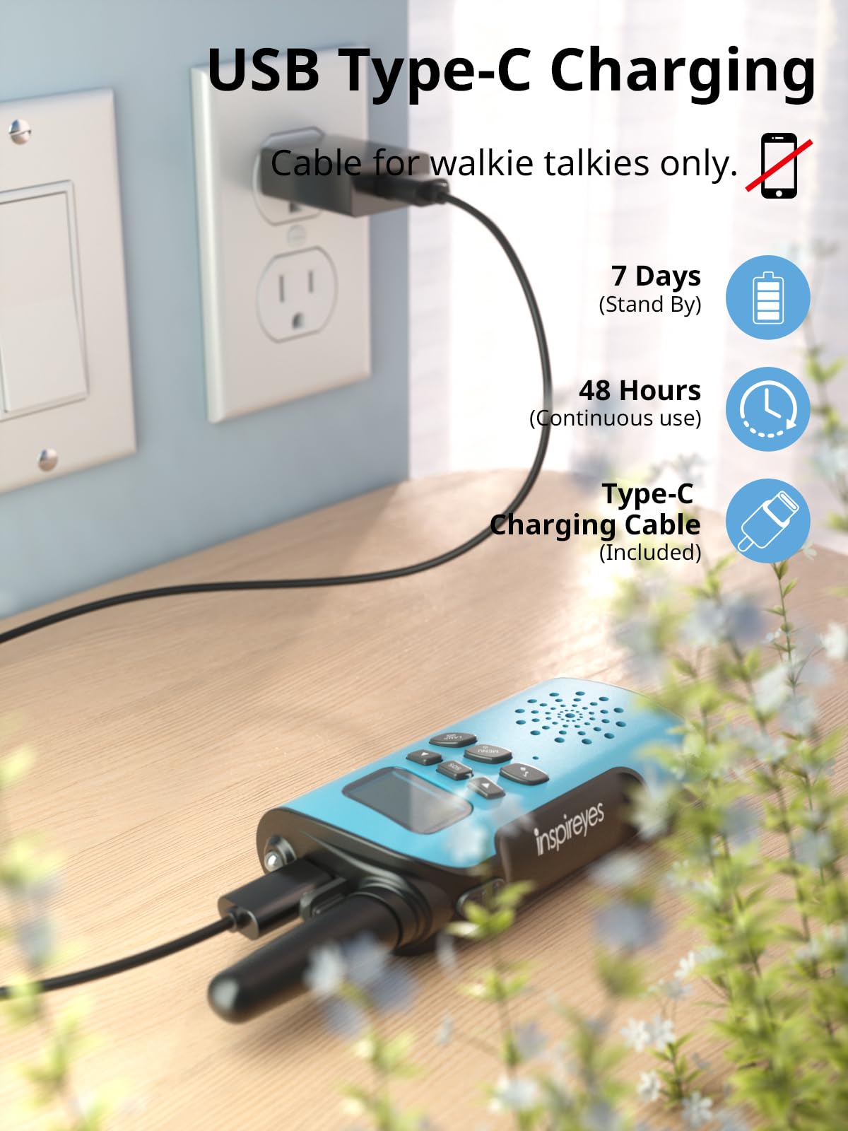 Inspireyes Walkie Talkies for Kids, Rechargeable Long Range 3 Pack, Kids Toys for Boys Girls Ages 3-12, 2 Way Radio Toy, Outdoor Adventure Toys, Camping Hiking Gear, Birthday Gifts for Kids