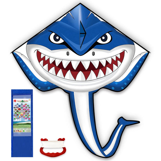 Kites for Kids Ages 4-8 8-12, Large Shark Kite Easy to Fly for Kids & Adults, Beach Kites Toys with 328ft String and Handle, Beginner Kite for Boys Girls Outdoor Activities Summer Beach Games