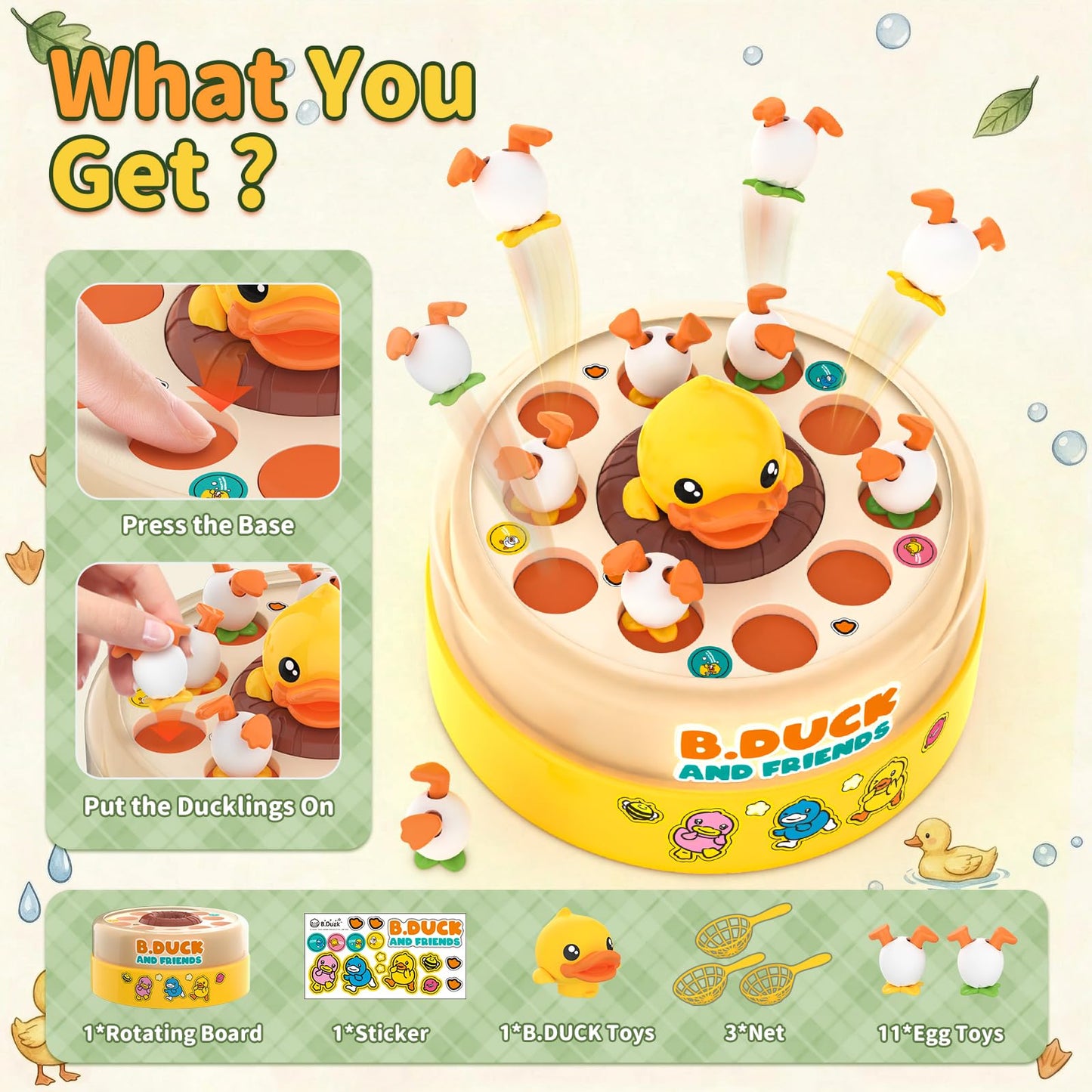 BLF FUN B.Duck Games for Kids Age 4-6, Board Games Bounce and Catch Duck Toys for Kids 4-8, Family Board Games for 5-7 Boys Girls, Birthday Gifts Christmas Party Games for Toddlers 3-5