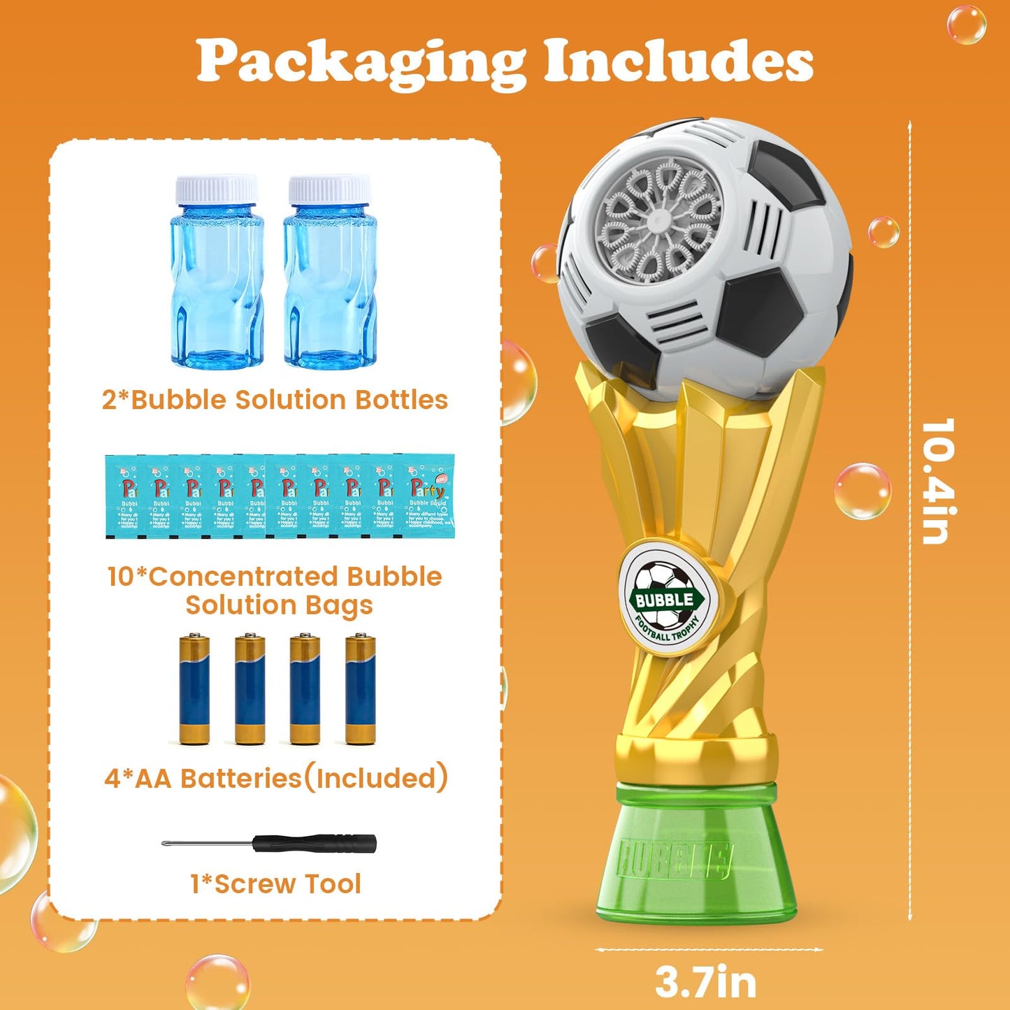 Football Trophy Bubble Wand,Soccer World Cup Bubble Machine for Kids,Light Up Bubble Maker,Bubble Blower,Outdoor Party Birthday Bubbles Toy for Toddlers,Gift for Boys Age 3-8 Years Old.