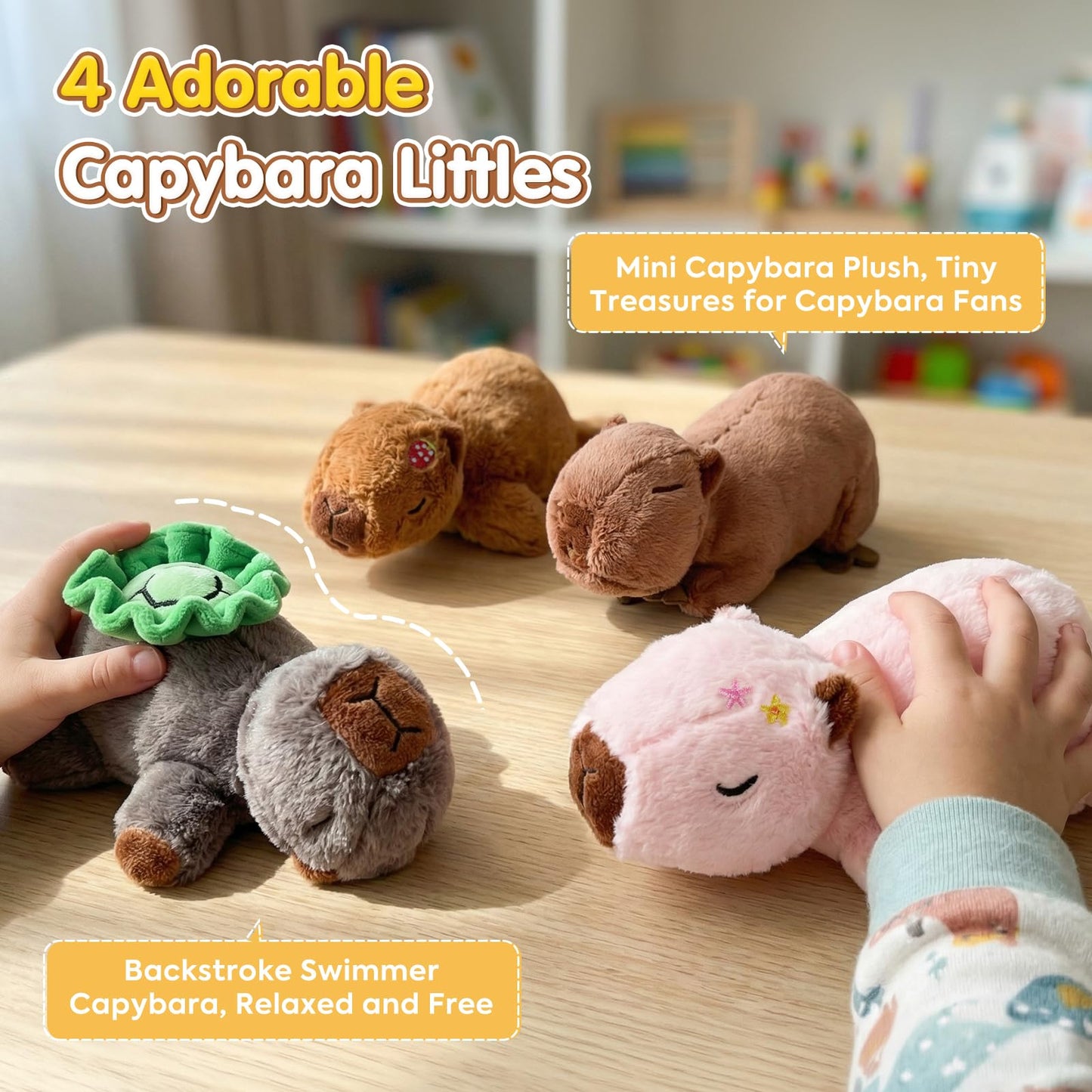 Ditucu 5Pcs Capybara Stuffed Animal Mommy 16.5 inch with 4 Babies 6.6 inch Family Set Cute Plushies Toys Gifts for Kids