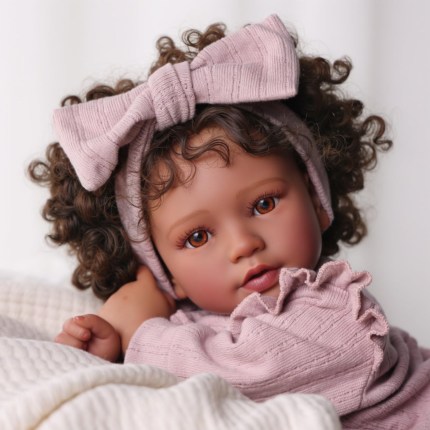 BABESIDE Reborn Baby Dolls Black Girl Callie - 20 Inch Soft Body Realistic Baby Doll Handmade Real Life Baby Dolls with Clothes and Toy Gift for Kids Age 3+