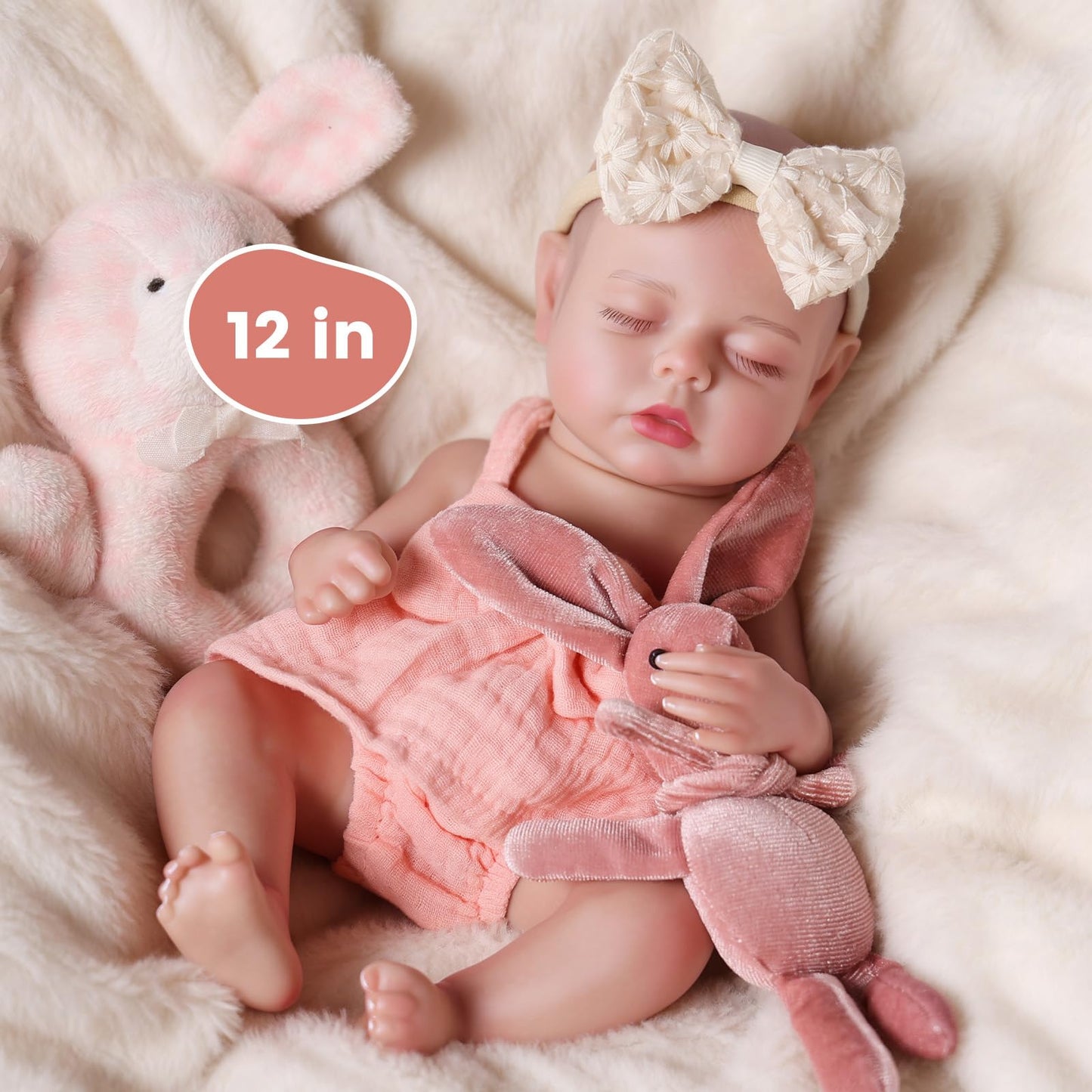 BABESIDE 12 Inch Lifelike Reborn Baby Dolls Vinyl Full Body, Realistic Newborn Baby Doll Sweet Sleeping Preemie Real Life Baby Dolls Easy to Hold with Accessories Gift Set for Kids Age 3+