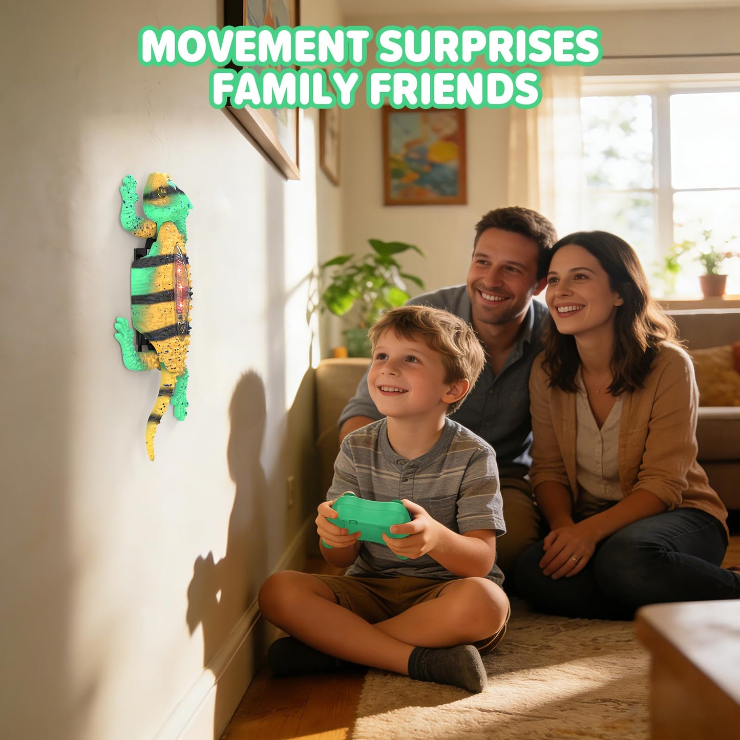 JESKH RC Wall Crawler Gecko, Remote Control Electric Lizard, Crawler Gecko with Glowing LED Light, Wall Climbing RC Robot Kids Toys for Boys & Girls Ages 3+ Years Up