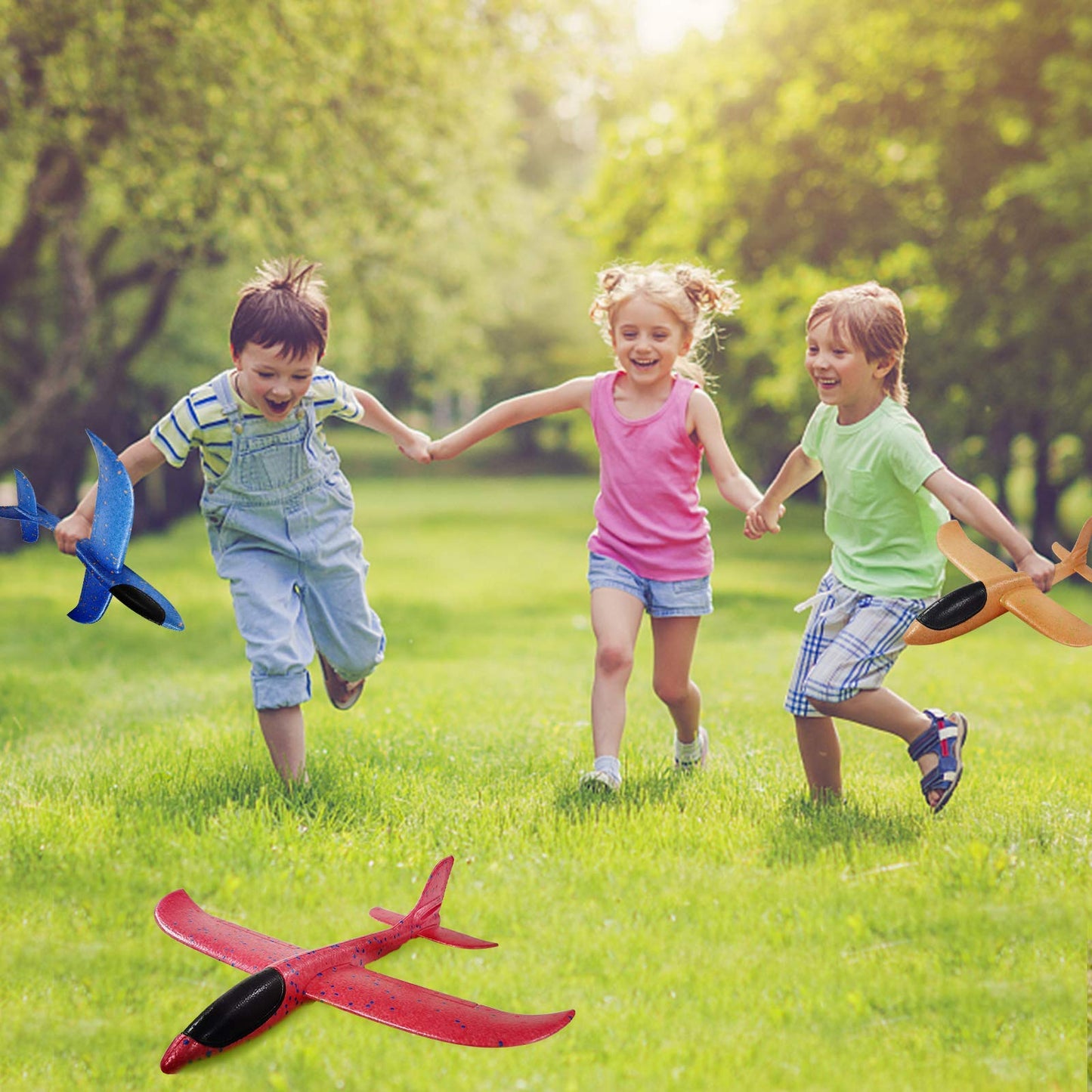 Upgrade 17.5" Large Throwing Plane, 2 Flight Mode Glider, Kids' Foam Airplane Gifts for 3-7 Year Olds, Outdoor Sport Toys Birthday Party Favors