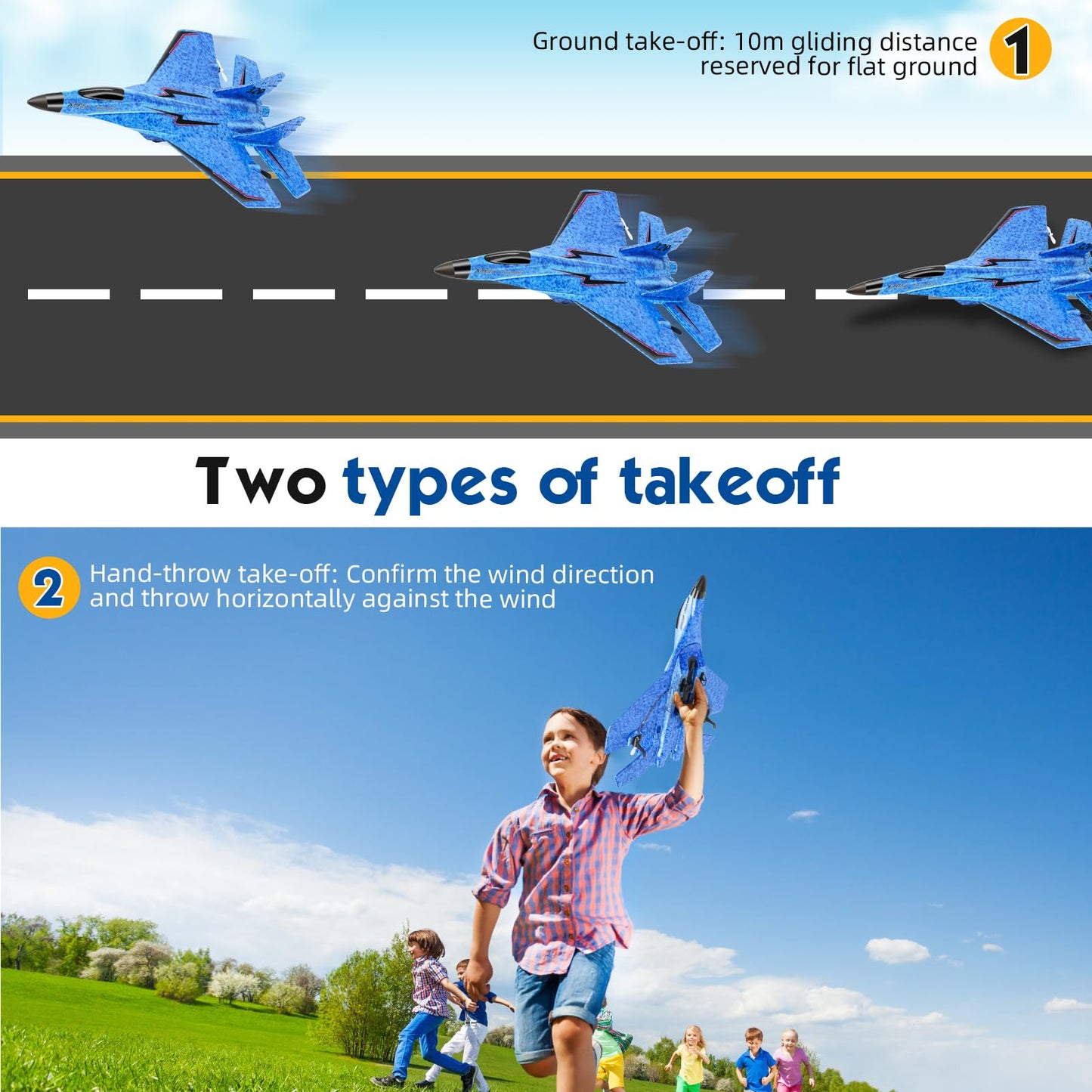 RC Plane, Remote Control Airplane Toy - RC Plane Remote Control Planes 2CH 2.4Ghz Rc Aircraft with Lights, Outdoor Foam Durable Rc Aircraft Foam RC Airplane Jet for Kids Adults Hobby Toys