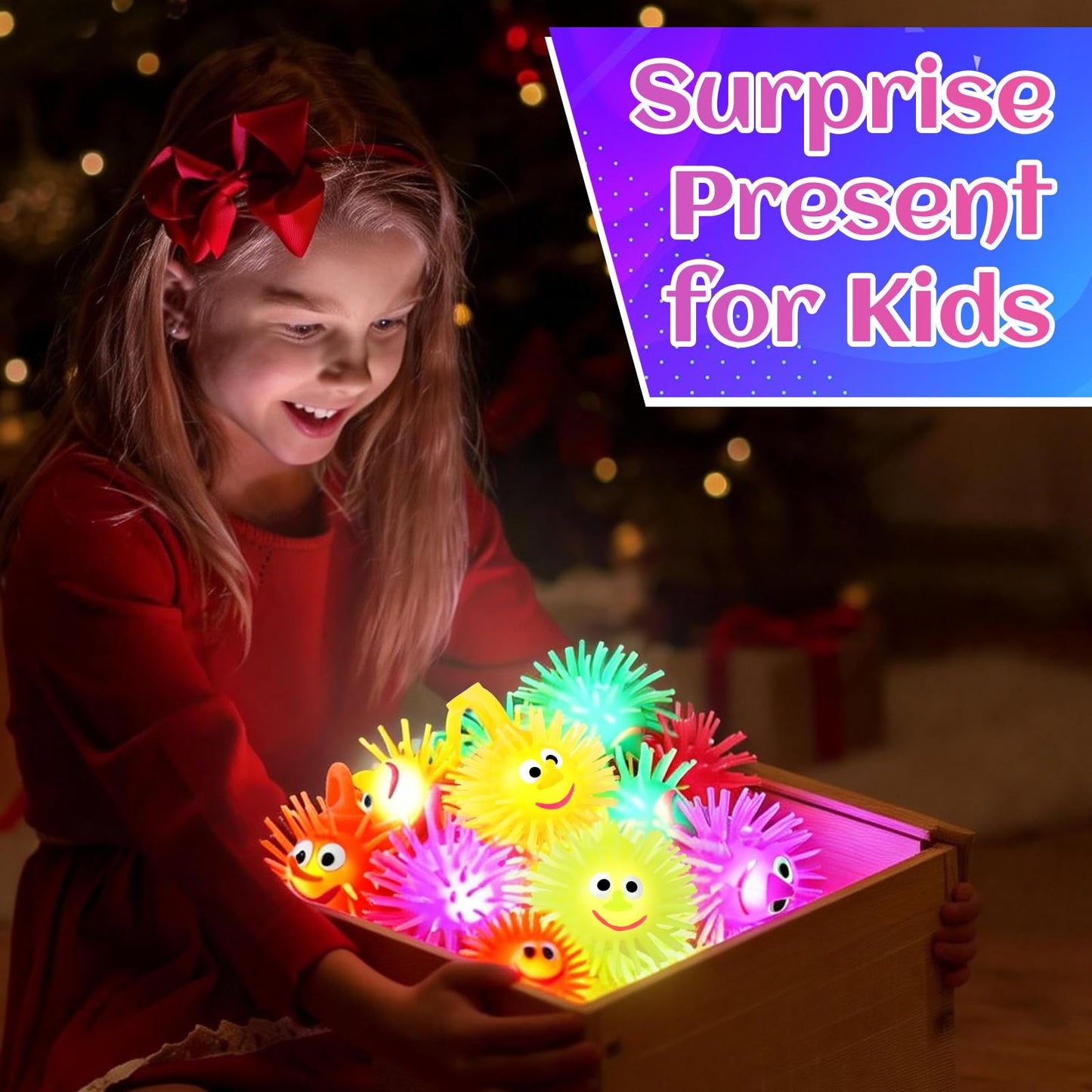 ClassyWhimsy 36PCS LED Puffer Balls Bouncy Light Up Ball for Kids 4-12 Toy Stress Ball Flashing Sensory Puffer Toy Glow in The Dark for Classroom Stuffer Sprizes Bulk Kid Pinata Fillers Party Supplies
