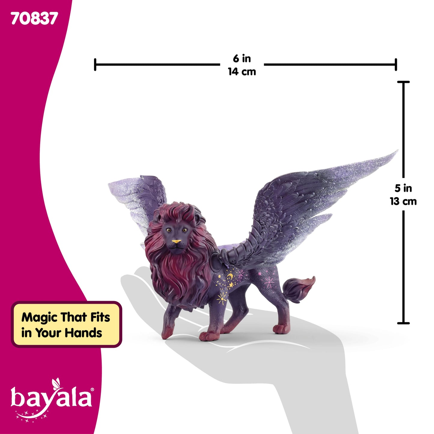 Schleich Bayala - 5" Glow in the Dark Moon Lion Toy - Unique Portable Glowing Night Light Animal Figurine - Imaginative Play Fantasy Action Figure with Movable Wings - Toys for Kids Ages 5+ | 70838