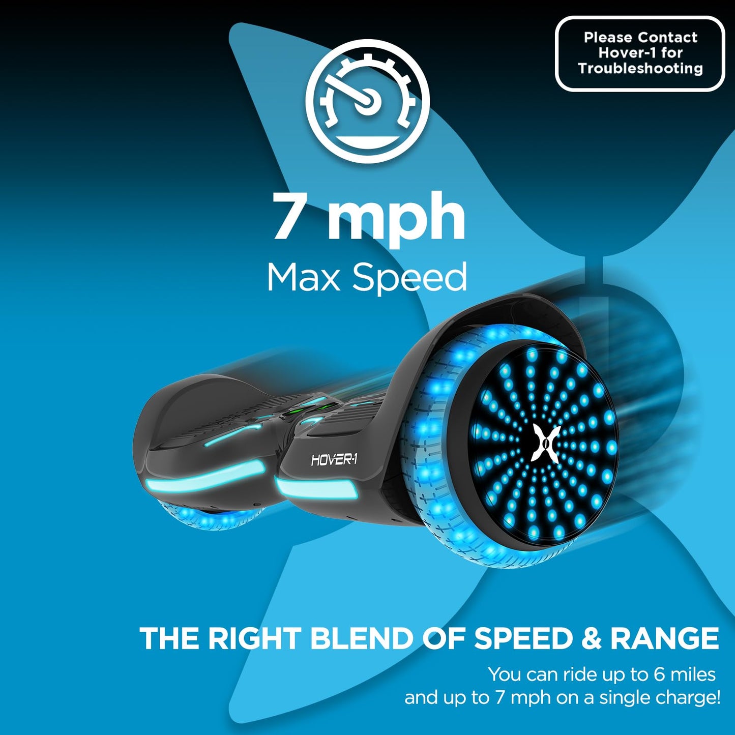 Hover-1 i100 Electric Self Balancing Scooter - 7MPH Top Speed, 6 Mile Range, 5HR Full-Charge, Built-In Bluetooth Speaker, Rider Modes: Beginner to Expert