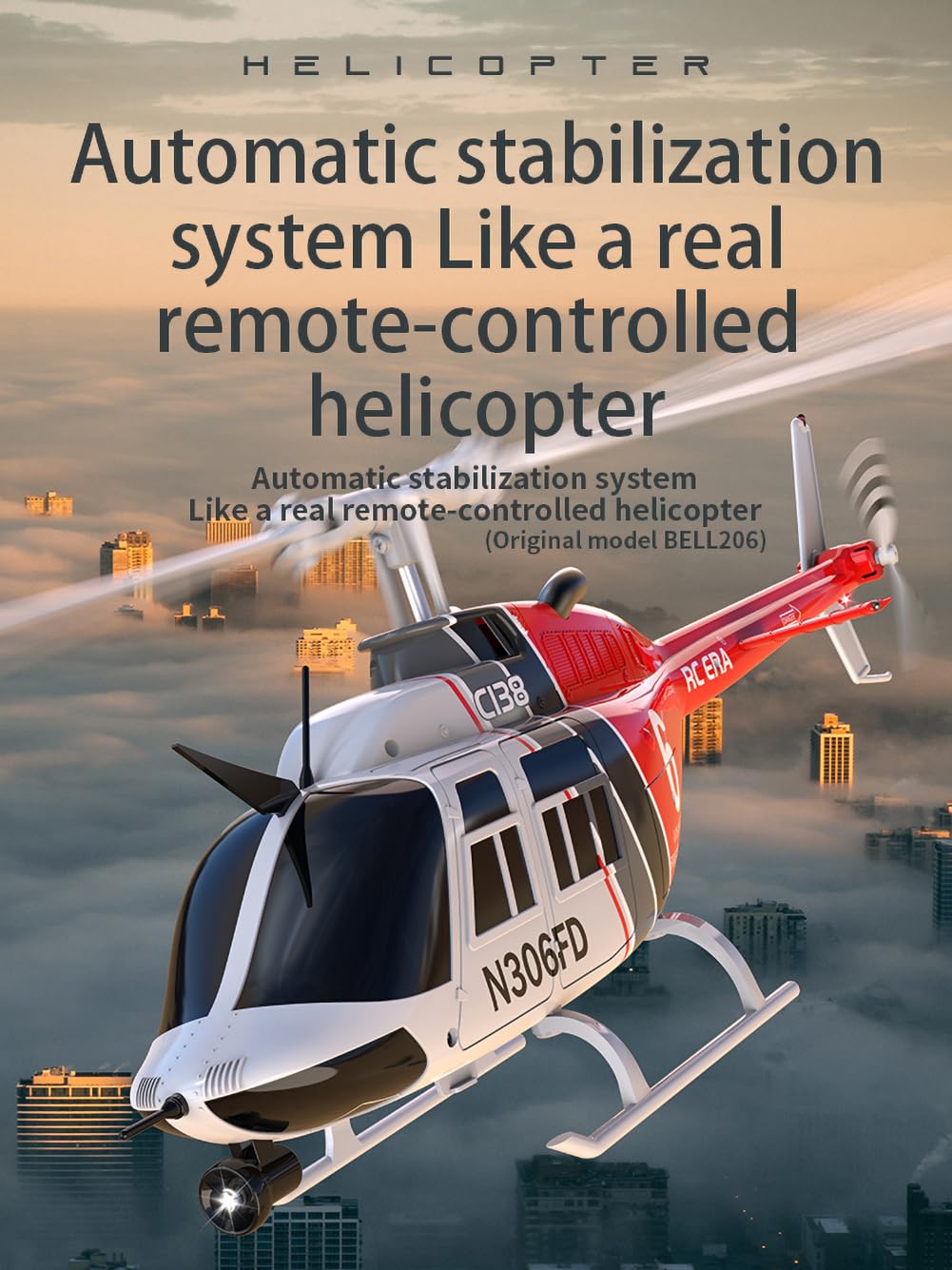 FLYCOLOR C138 RC Helicopter 2.4G 6CH 6-Axis Gyro Altitude Hold 1/33 Remote Control Plane Ready to Fly RTF(RED-White)
