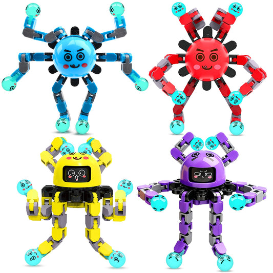 ASIOWELY Transformable Fidget Spinner Toys for Kids and Adults,4 Pcs Sensory Toy for Boys Girl ADHD Stress Relief Toys,Fingertip Gyros Travel Toy Party Favors for Teens Birthdays Gifts Easter Present