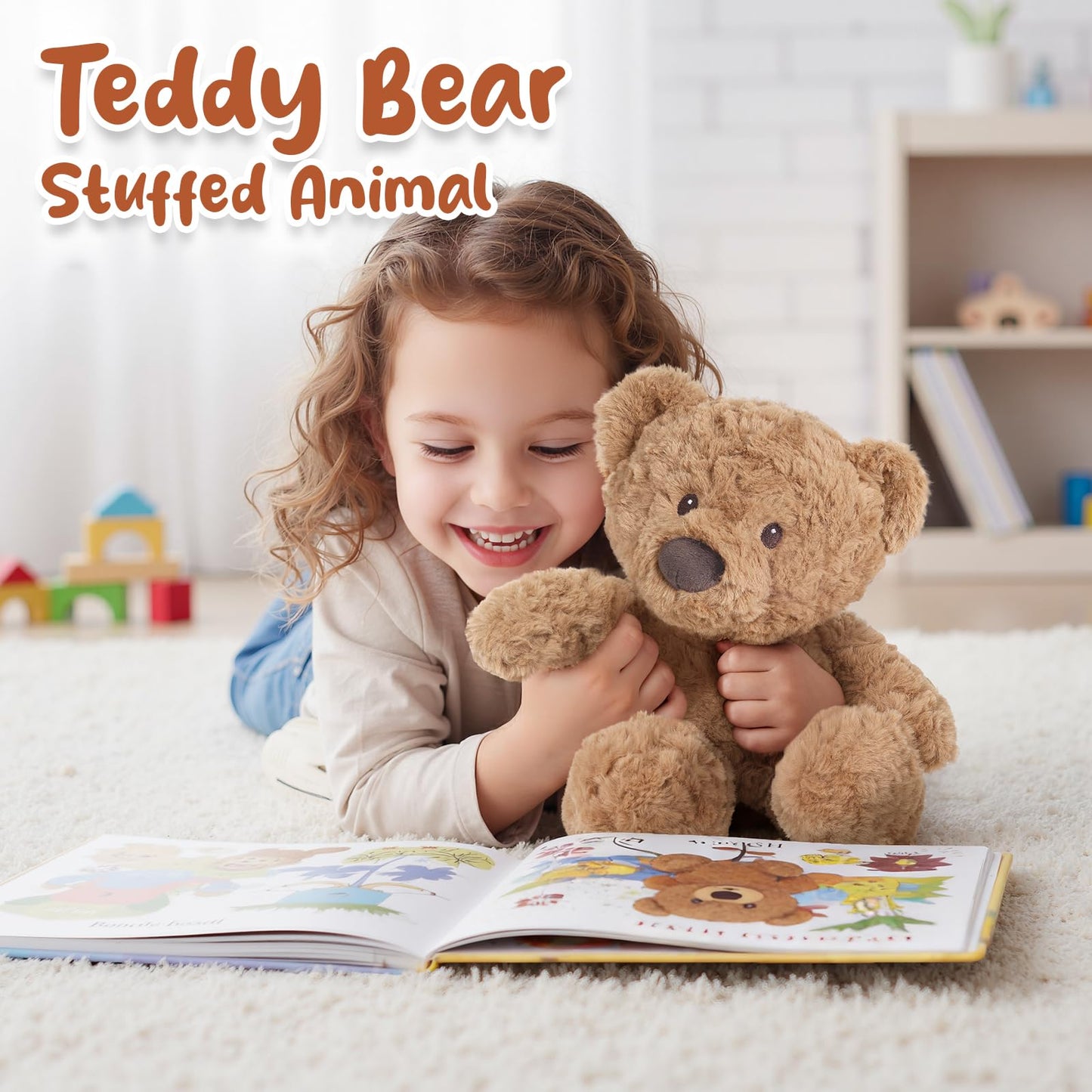 Teddy Bear Stuffed Animals, Microwavable & Weighted Stuffed Animal, Brown Curly Plush for Warmth & Comfort, Heatable Coolable Lavender Scent Toy, Cute Soft Plushies Gift for Children Boys Girls Adult