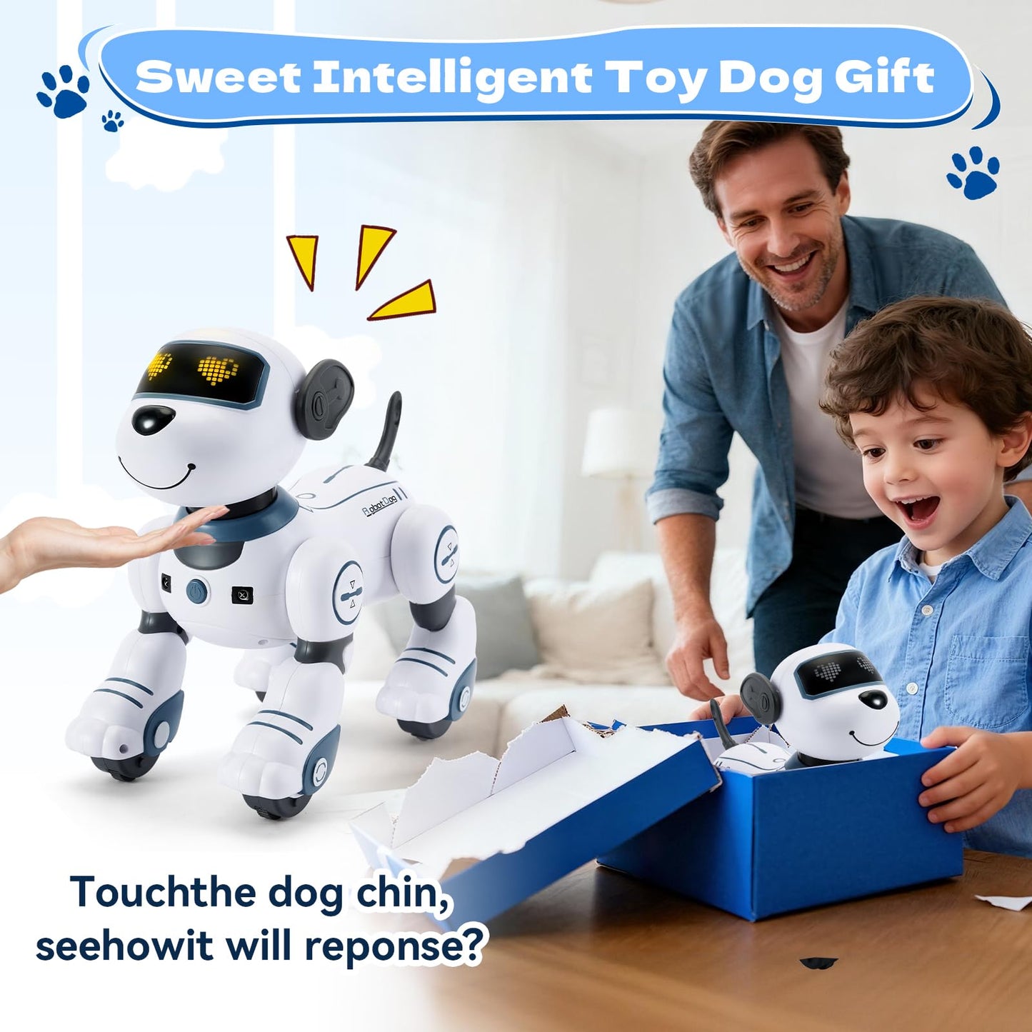 FUUY Robot Dog for Kids Robot Dog Remote Control Toy Interactive Robot Pet Robotics Toys Intelligent Robo Dog Programmable Sing & Dance Design Birthday Gifts Kids Age 3 5 4-6 Year, Blue