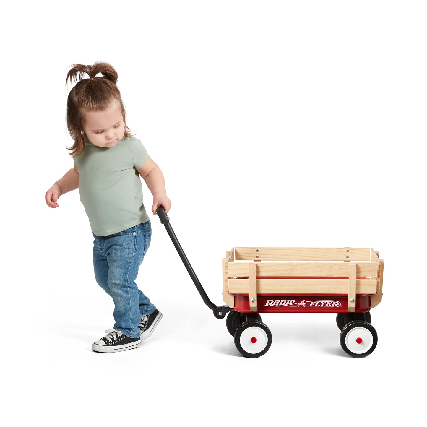 Radio Flyer Mini Steel and Wood Wagon for Kids, 19" Toy Wagon for Kids Aged 1.5+, Play-Size Version of the Classic, Durable Rolling Wheels, Working Handle, for Toys, Crafts & Gift Displays
