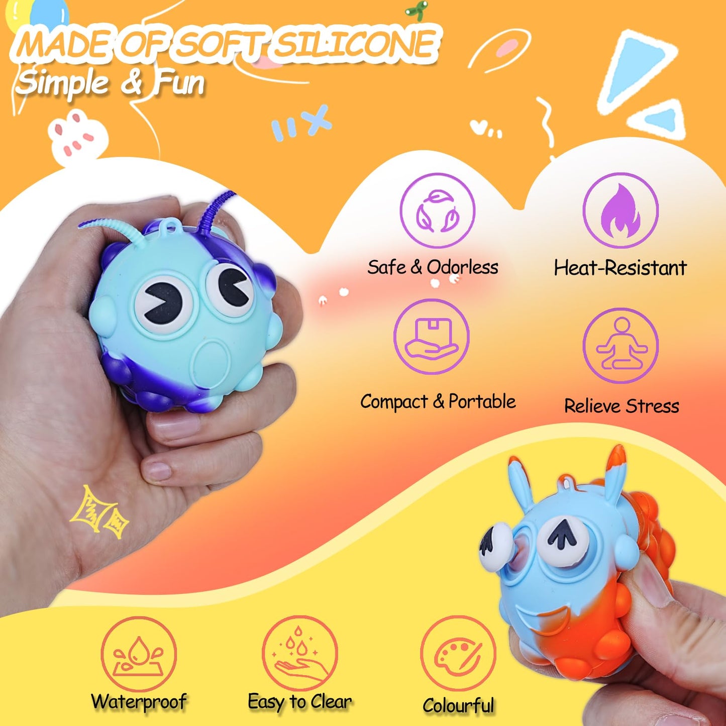 48Pack Valentine Day Gifts for Kids,Valentines Cards with Pop Fidget Toys Bulk 3D Stress Ball, Easter Basket Stuffers,Valentines Classroom Party Favors Exchange Gifts,Treat Prizes Activity for Class