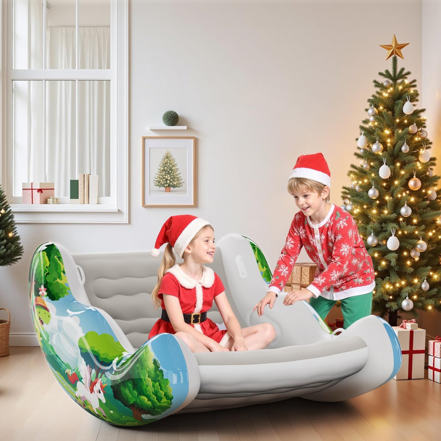 Sensory Chair for Kids, Inflatable Rocking Chair for Kids with Autism & ADHD, Air Cloud Rocker for Toddler as 3 4 5 6 7 8 Year Old Boy Girl Gifts, Autism Sensory Products Training Body Coordination