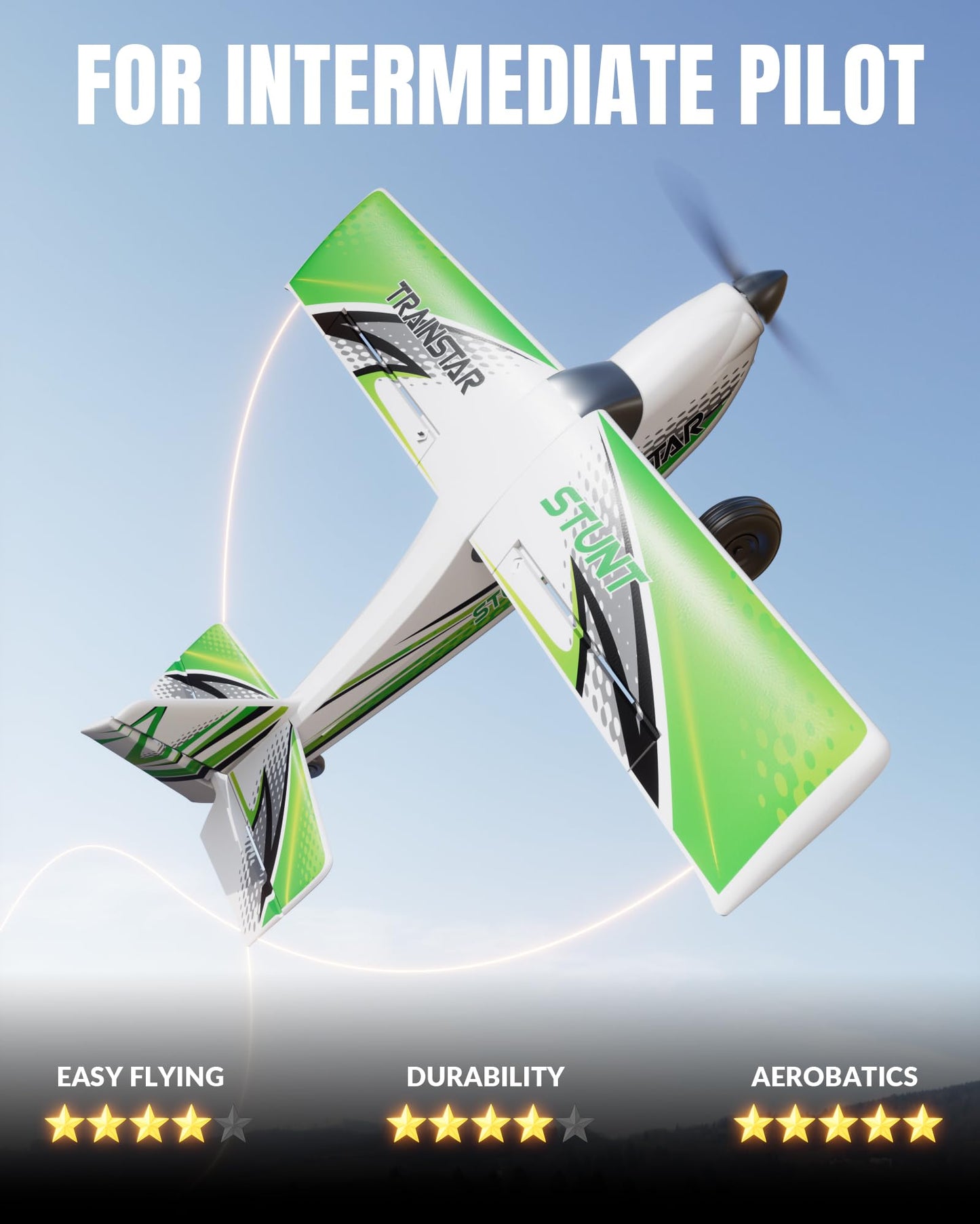 volantexrc 4 CH RC Plane TrainStar 500mm Brushless Remote Control Airplane Fighter RTF with 6-Axis Gyro,3 Modes & Aerobatics, 2.4GHz Radio Controlled Aircraft for Beginners & Adults (Green)