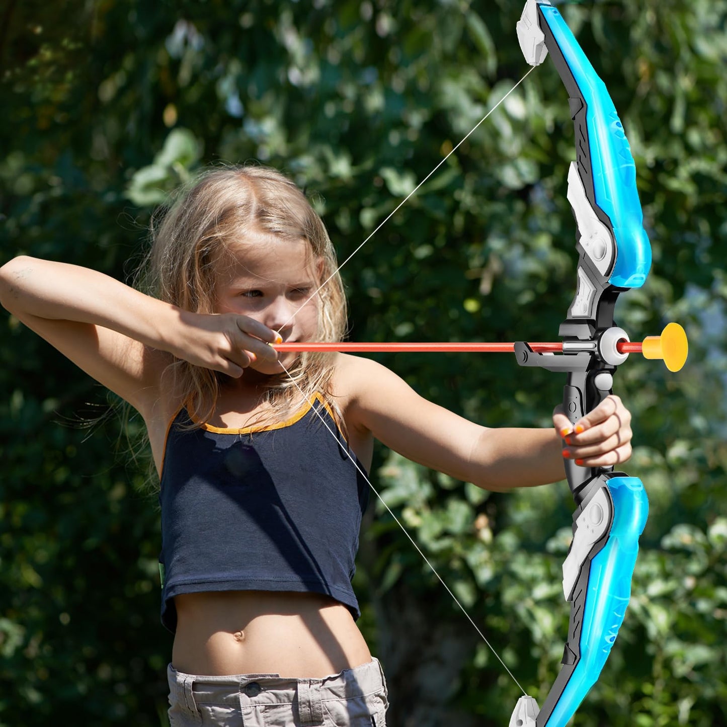 TEMI 2 Pack Set Kids Archery Bow Arrow Toy Set Outdoor Hunting Play with 2 Bow 20 Suction Cup Arrows 2 Target & 2 Quiver, LED Light Up Function Toy, Outdoor Toys for Kids, Boys & Girls Ages 3-12