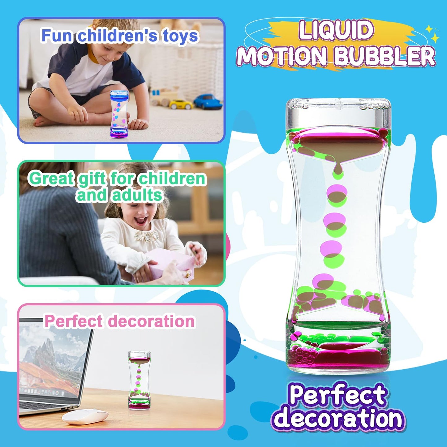 Beffkkip 3Pack Liquid Motion Bubbler Timer for Caliming Sensory Toys, Autism Toys,Fidget Toy, Children Activity, Novelty Gifts,Holiday Stocking Stuffers, ADHD Office Home Desk Decorations