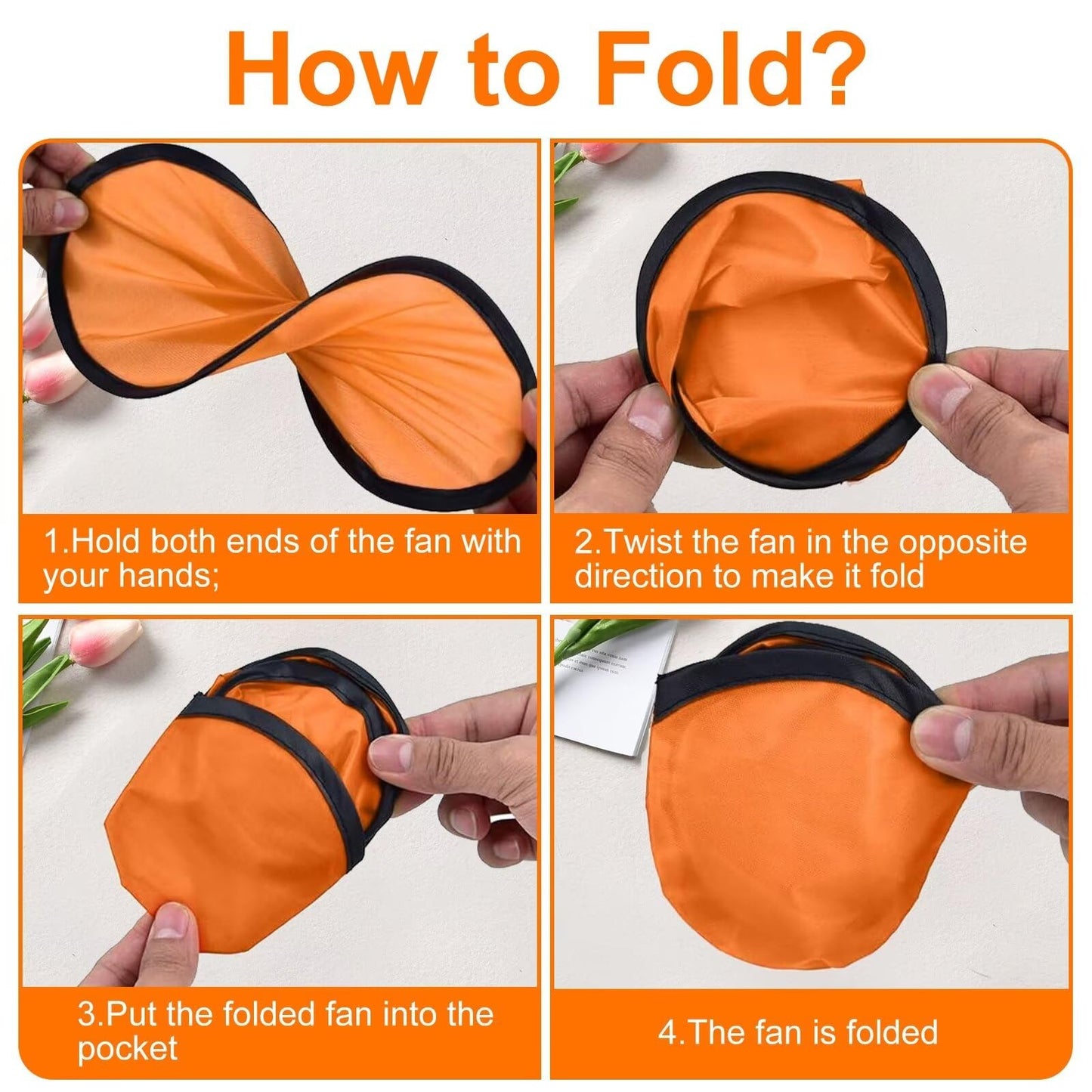 YEAHACLUB 140 PCS Foldable Flying Disc Fans with Bags, 9.8'' DIY Handheld Black Egde Fabric Folding Fan for Outdoor Game Activities Birthday Party Favors Gifts, 14 Colors