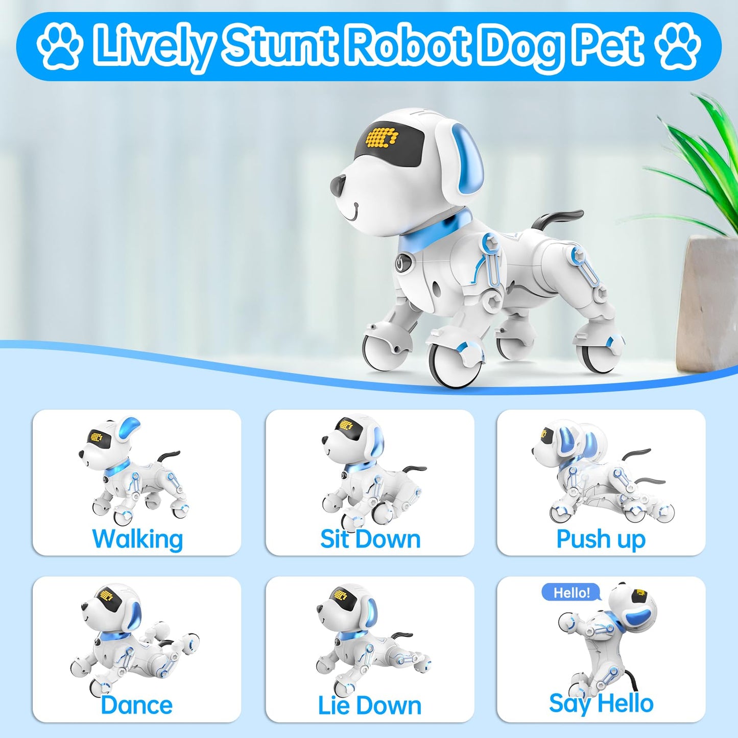 Dwi Dowellin Robot Dog for Kids 8-12,Remote Control Smart Robotic Dogs Pet Puppy Robotic Toy,Interactive Touch Walking Talking Toys for Boys Girls Christmas Birthday Gifts