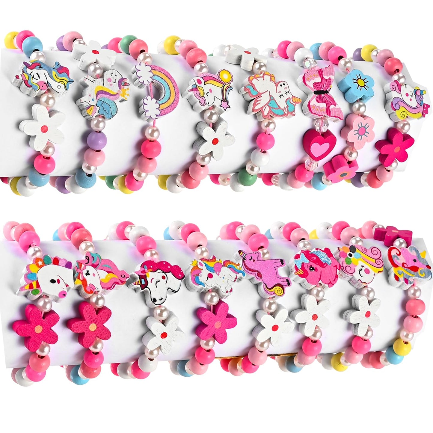 Faburo 16pcs Kids Jewelry for Girls -16 Unicorn Bracelets, Little Girls Jewelry Kids Bracelets for girls, Butterfly & Rainbow & Flower Toddler Jewelry Birthday Christmas Gift Age 3 4 6 8