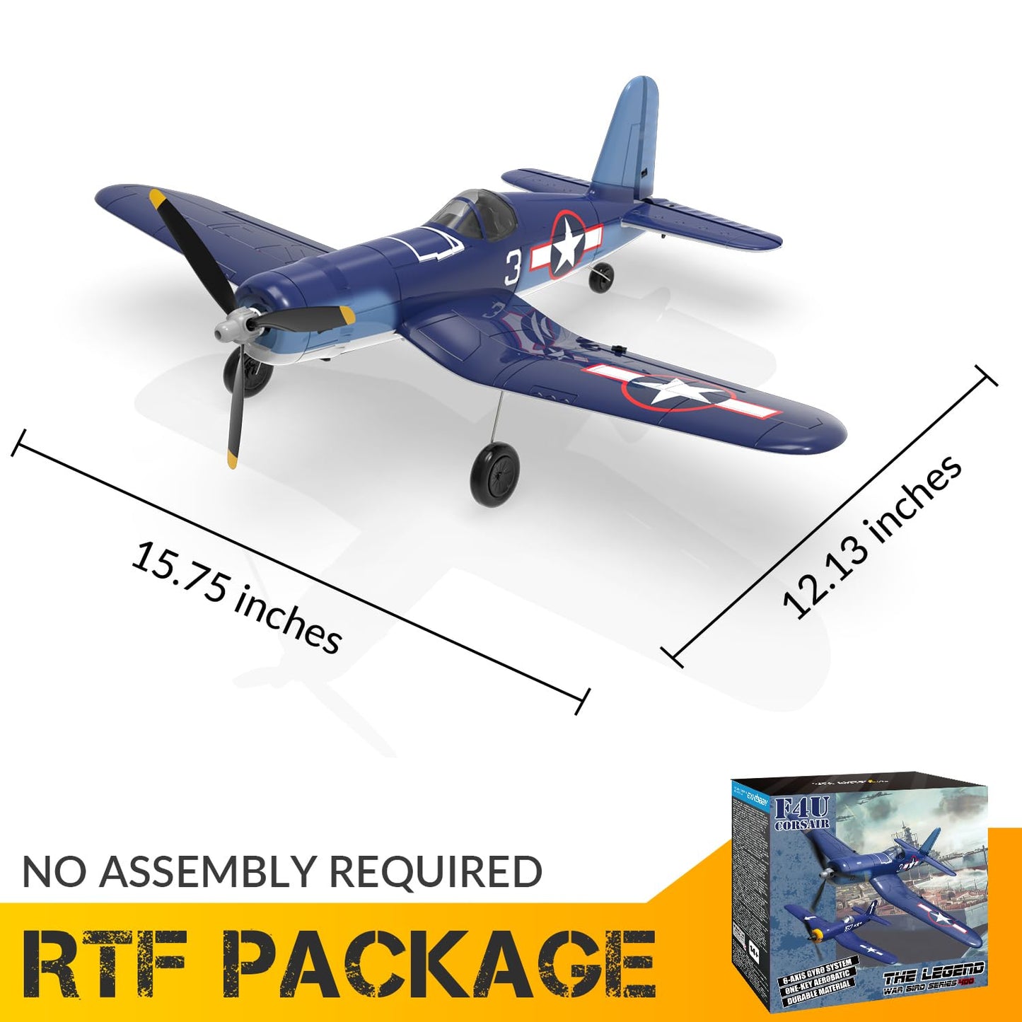 RCSHOBBY RC Plane 4-CH Remote Control Airplane F4U Corsair RTF Aircraft with One-Key Aerobatic and 6-axis Stabilizer,Ready to Fly RC Airplane for Beginner, Ideal Gift for Adults