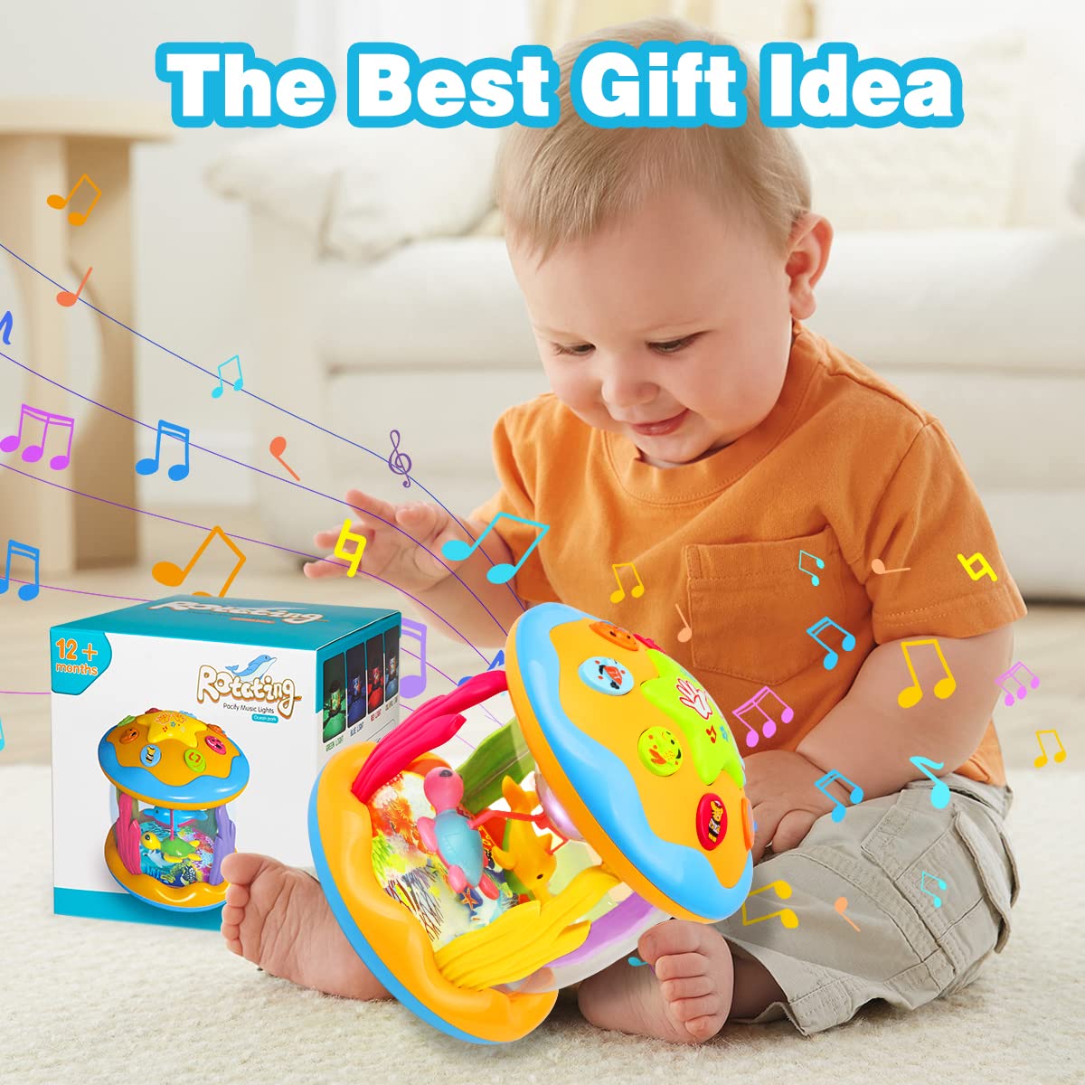 Aboosam Baby Toys 6 to 12 Months - Musical Learning Infant Toys 12-18 Months - Babies Ocean Rotating Light Up Toy for Toddlers 1 2 3+ Years Old Boys Girls Baby Gifts