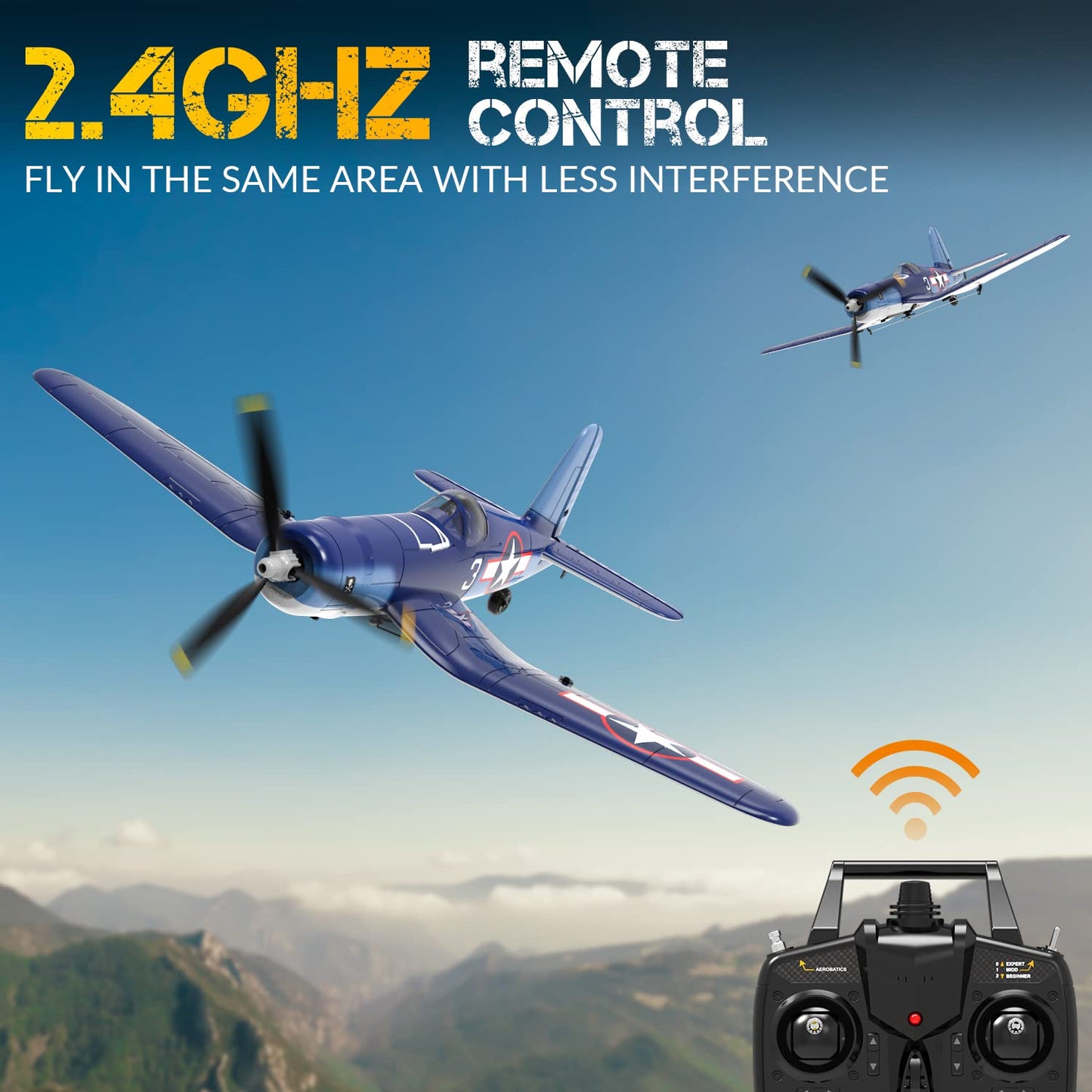 RCSHOBBY RC Plane 4-CH Remote Control Airplane F4U Corsair RTF Aircraft with One-Key Aerobatic and 6-axis Stabilizer,Ready to Fly RC Airplane for Beginner, Ideal Gift for Adults