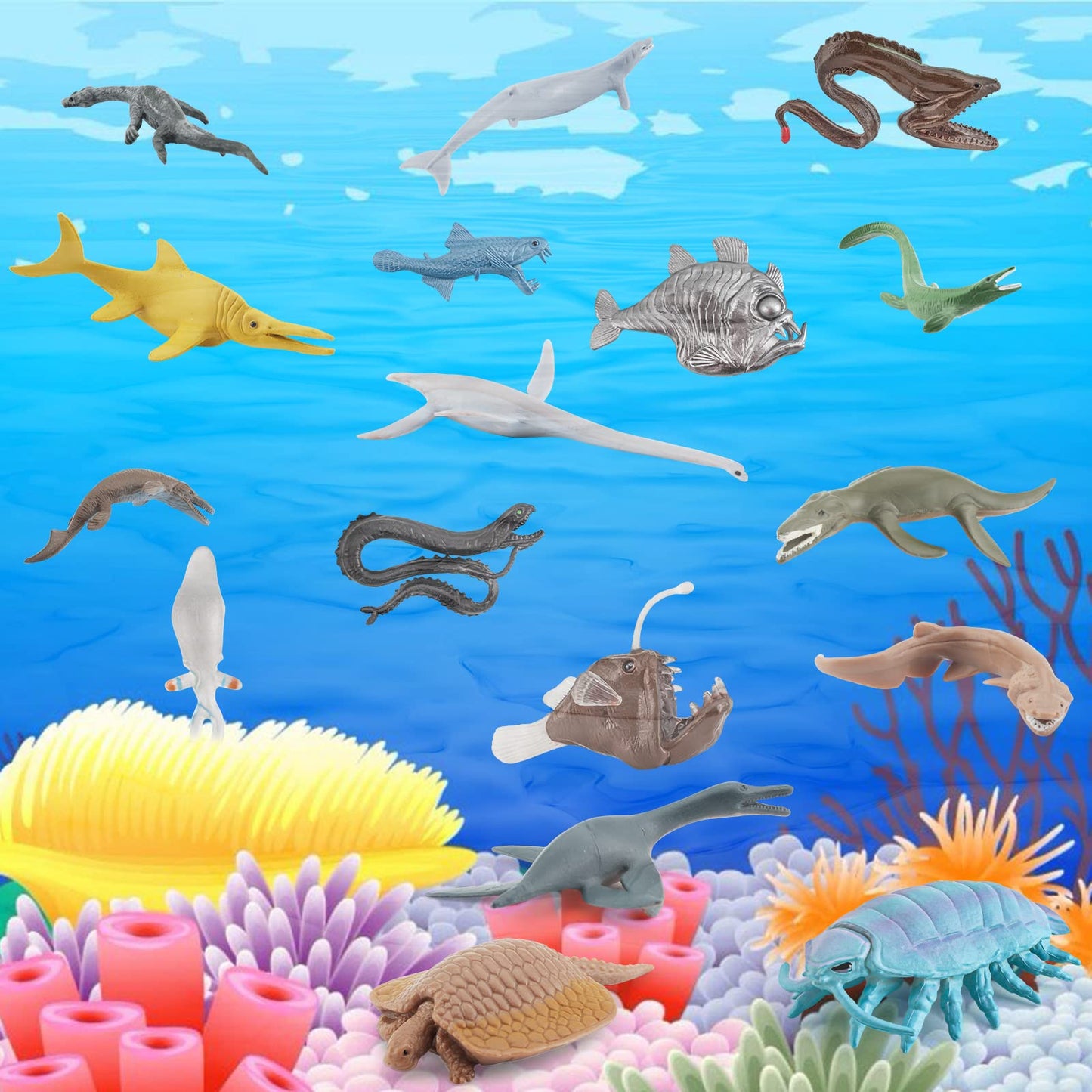 GUFOPONAS Mini Incredible Prehistoric Sea Creatures Toys for Kids Deep Ocean Animals Figures Marine Animal Toys 2-4 Inch Cake Topper Educational School Project for Kids Toddlers